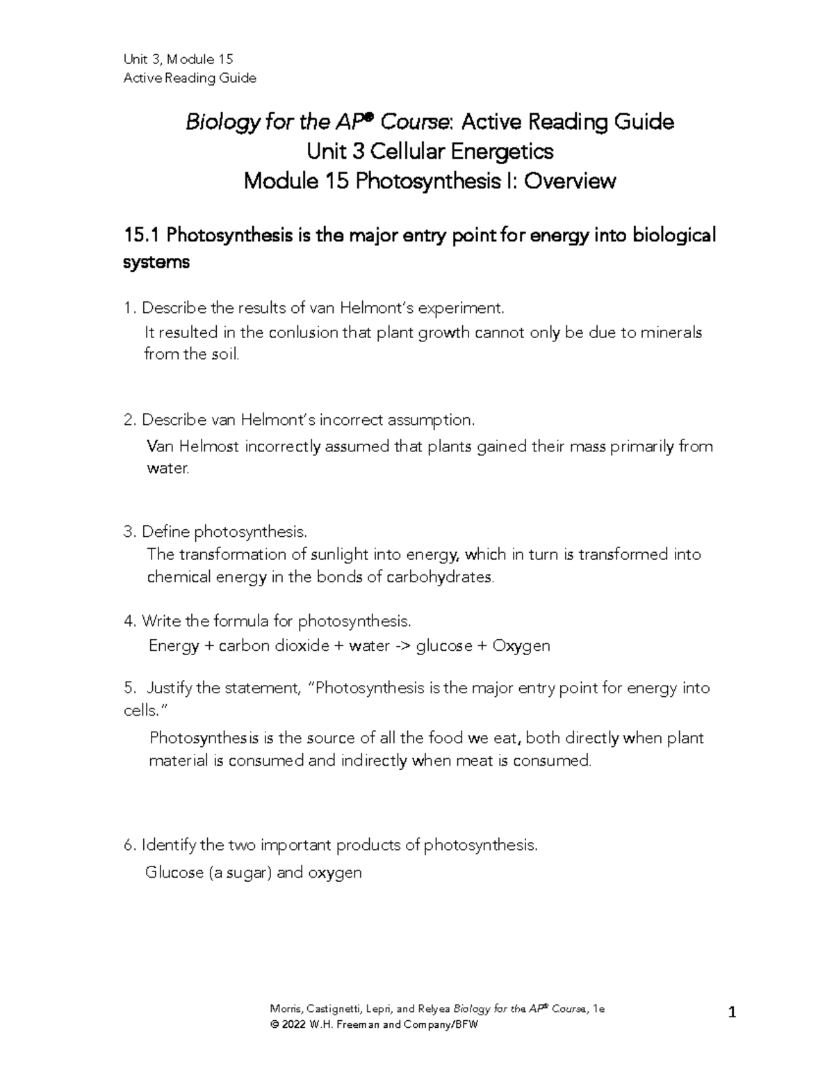 Biology AP Course Module 15 RG Photosynthesis Homework Answers Studocu Biology AP Course Module 15 RG Photosynthesis Homework Answers Studocu