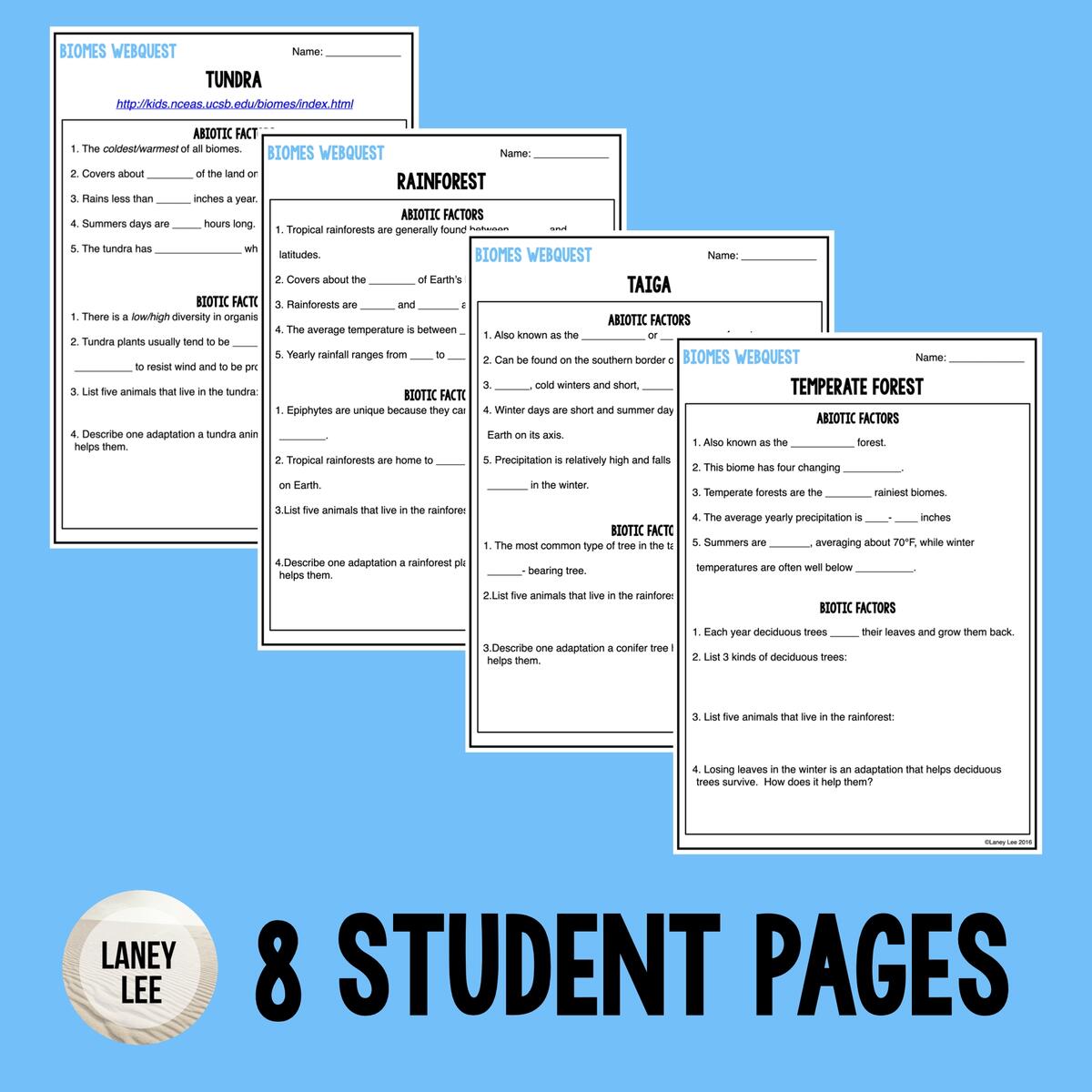 Biomes Worksheet PDF Digital With Answer Key Laney Lee