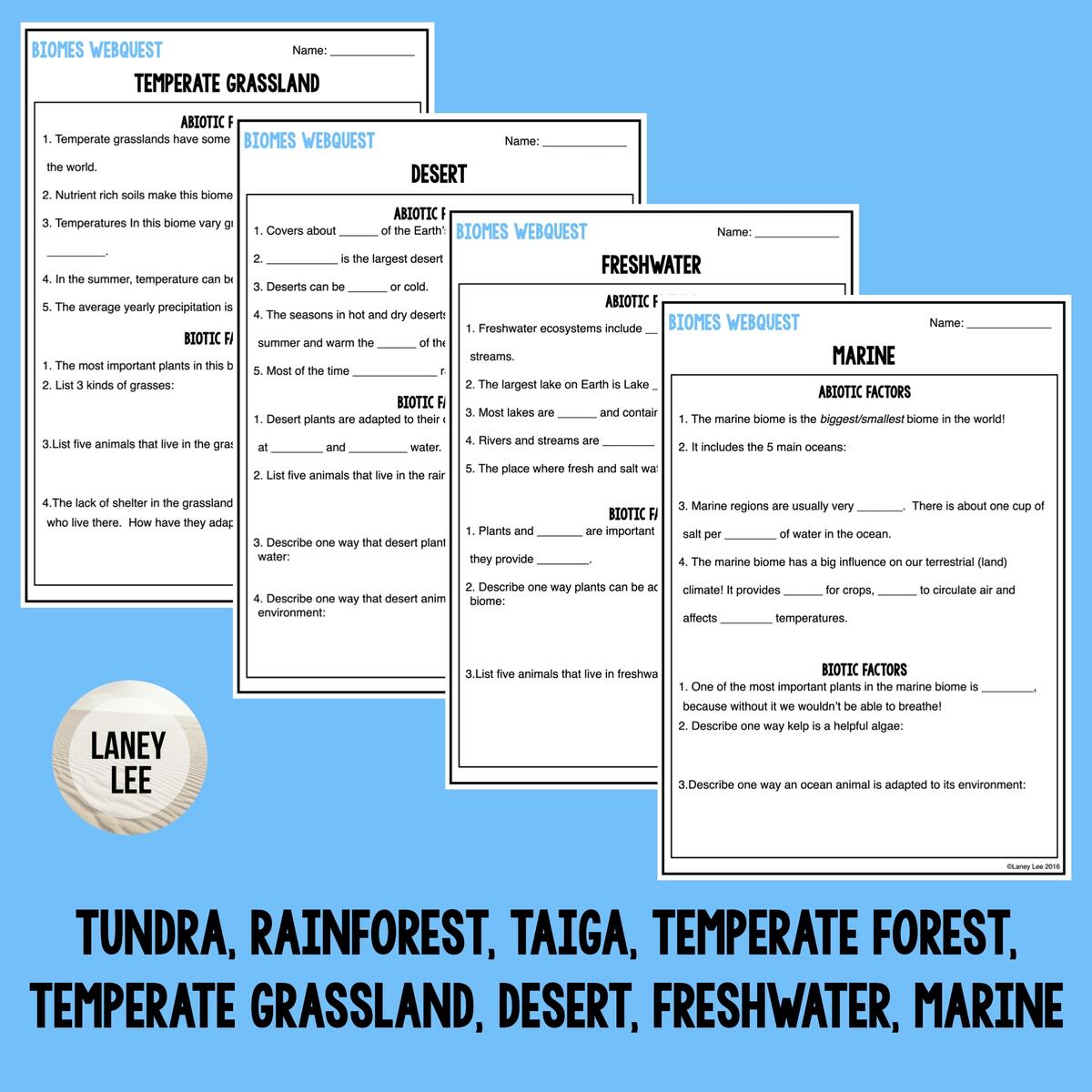 Biomes Worksheet PDF Digital With Answer Key Laney Lee