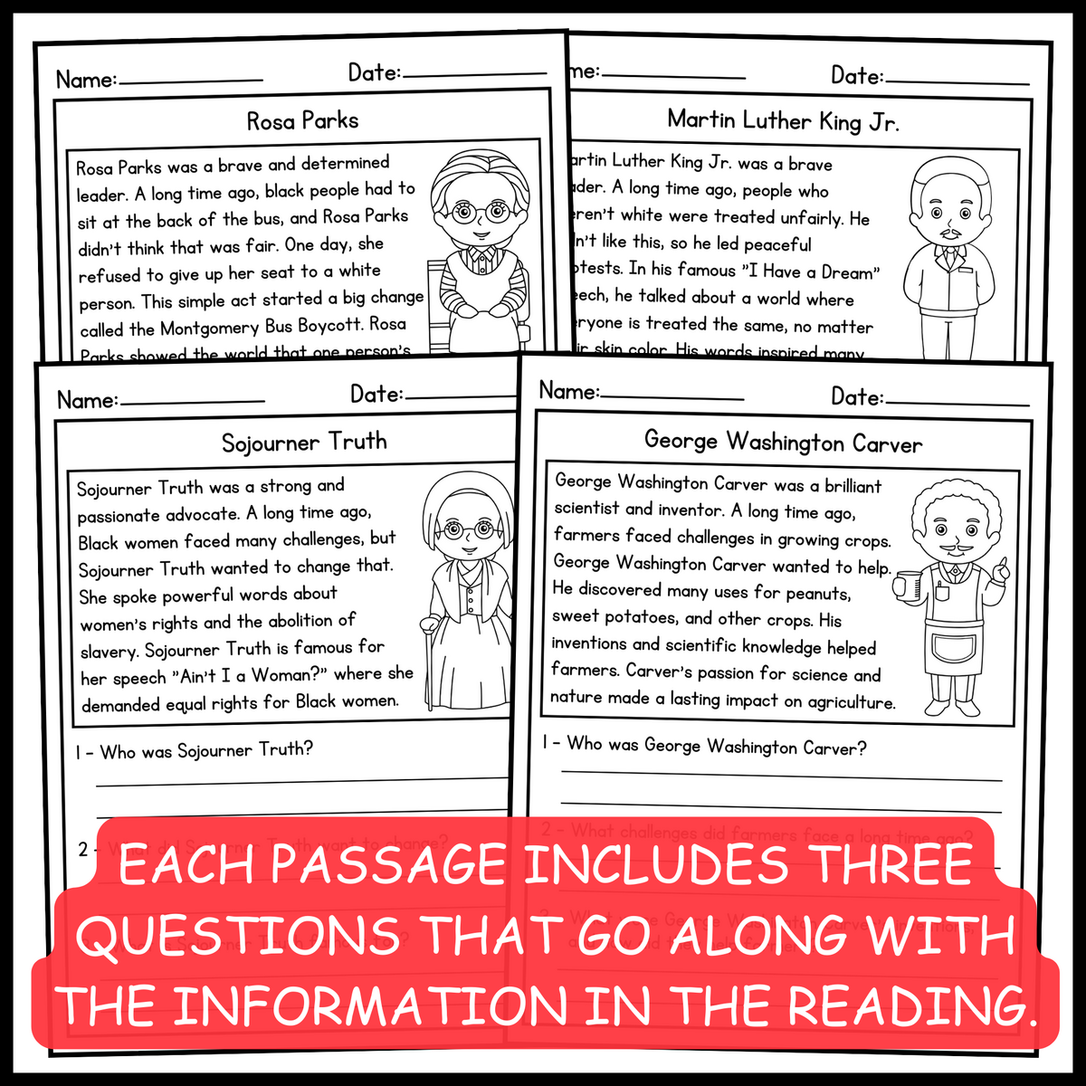 Black Historical Figures Reading Comprehension Passages Black History Month Made By Teachers Black Historical Figures Reading Comprehension Passages Black History Month Made By Teachers
