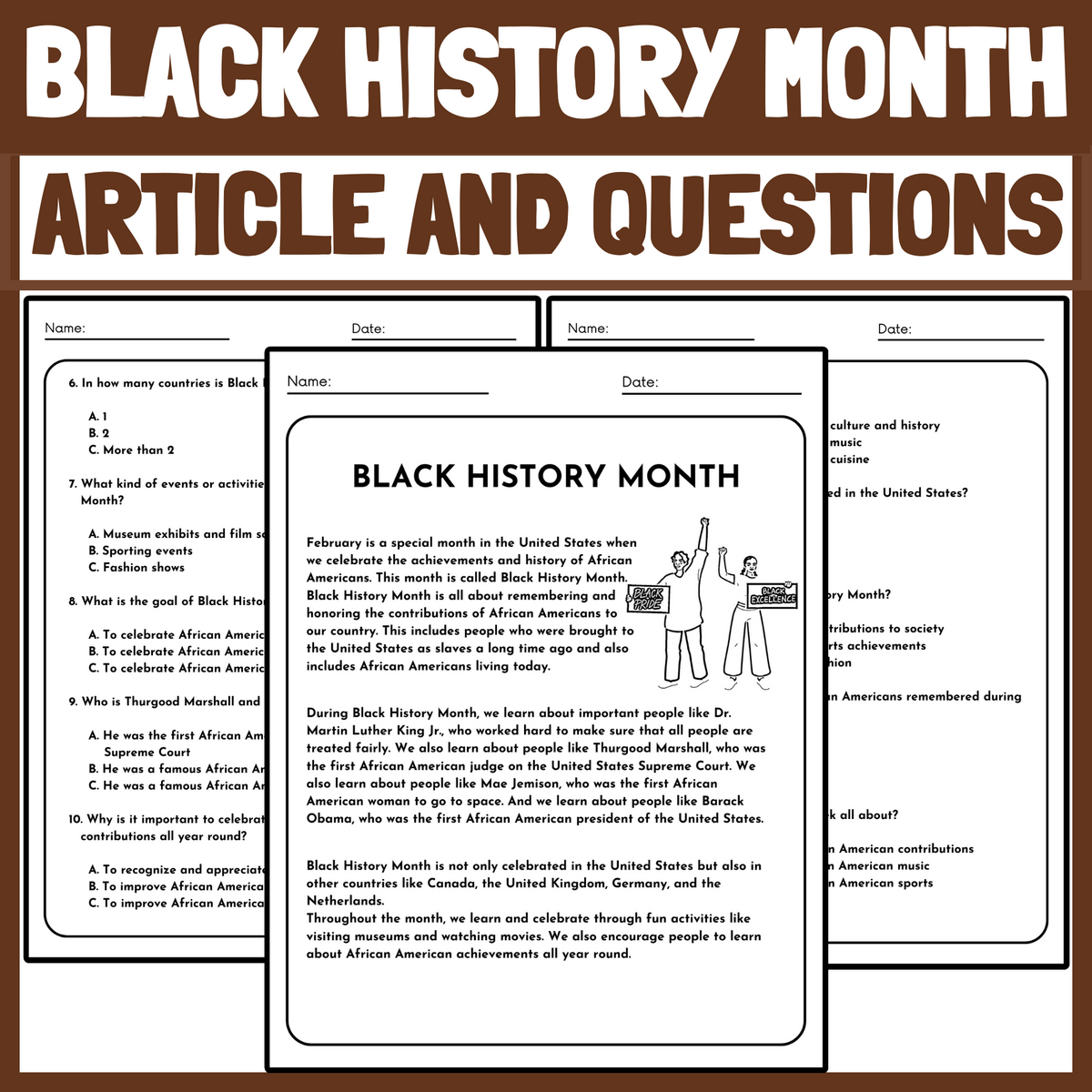 Black History Month Activities Article And Reading Comprehension Questions Made By Teachers Black History Month Activities Article And Reading Comprehension Questions Made By Teachers