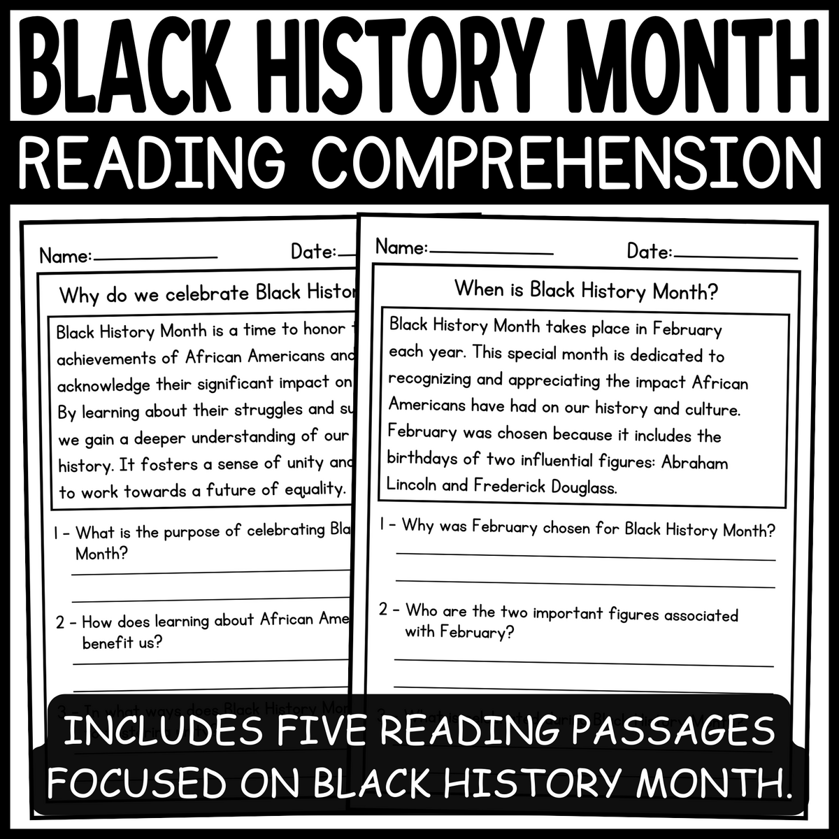 Black History Month Reading Comprehension Passages And Questions Black History Month Activities Made By Teachers Black History Month Reading Comprehension Passages And Questions Black History Month Activities Made By Teachers
