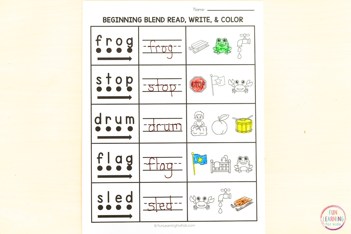 Blend Word Read Write And Color Worksheets Blend Word Read Write And Color Worksheets
