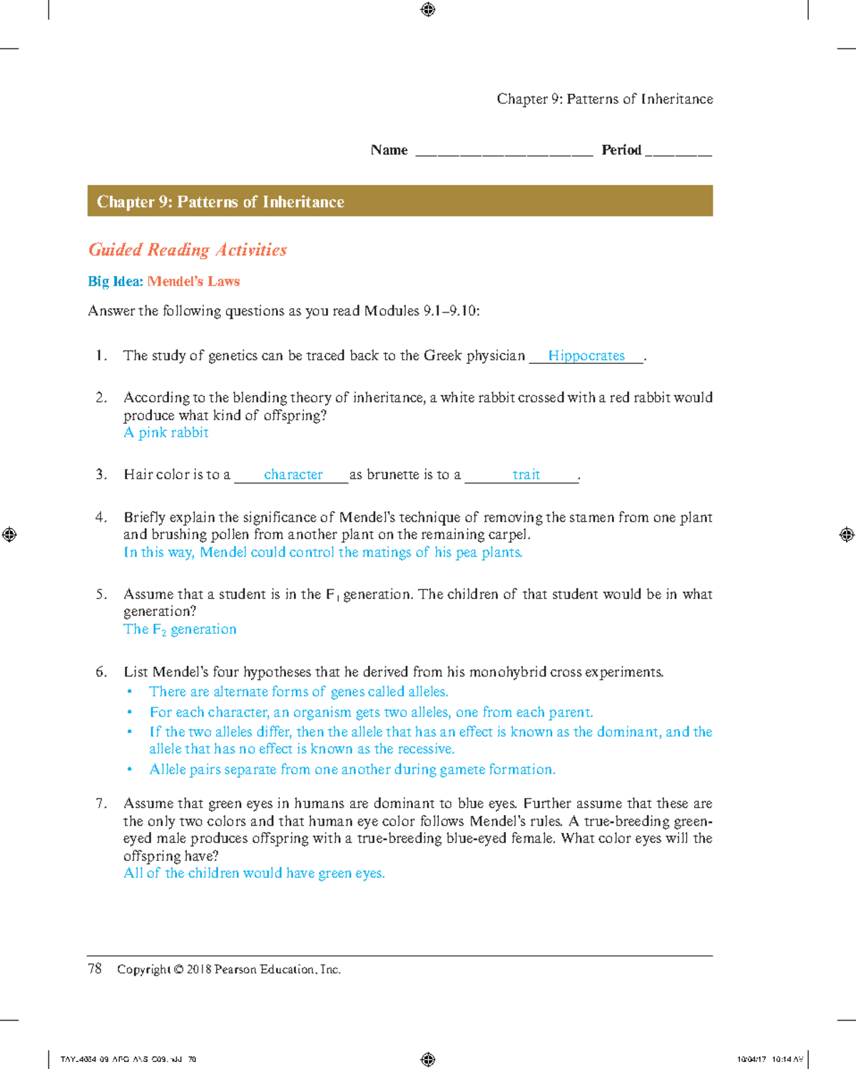 C09 Chapter 9 Review Patterns Of Inheritance Answer Sheet Studocu C09 Chapter 9 Review Patterns Of Inheritance Answer Sheet Studocu