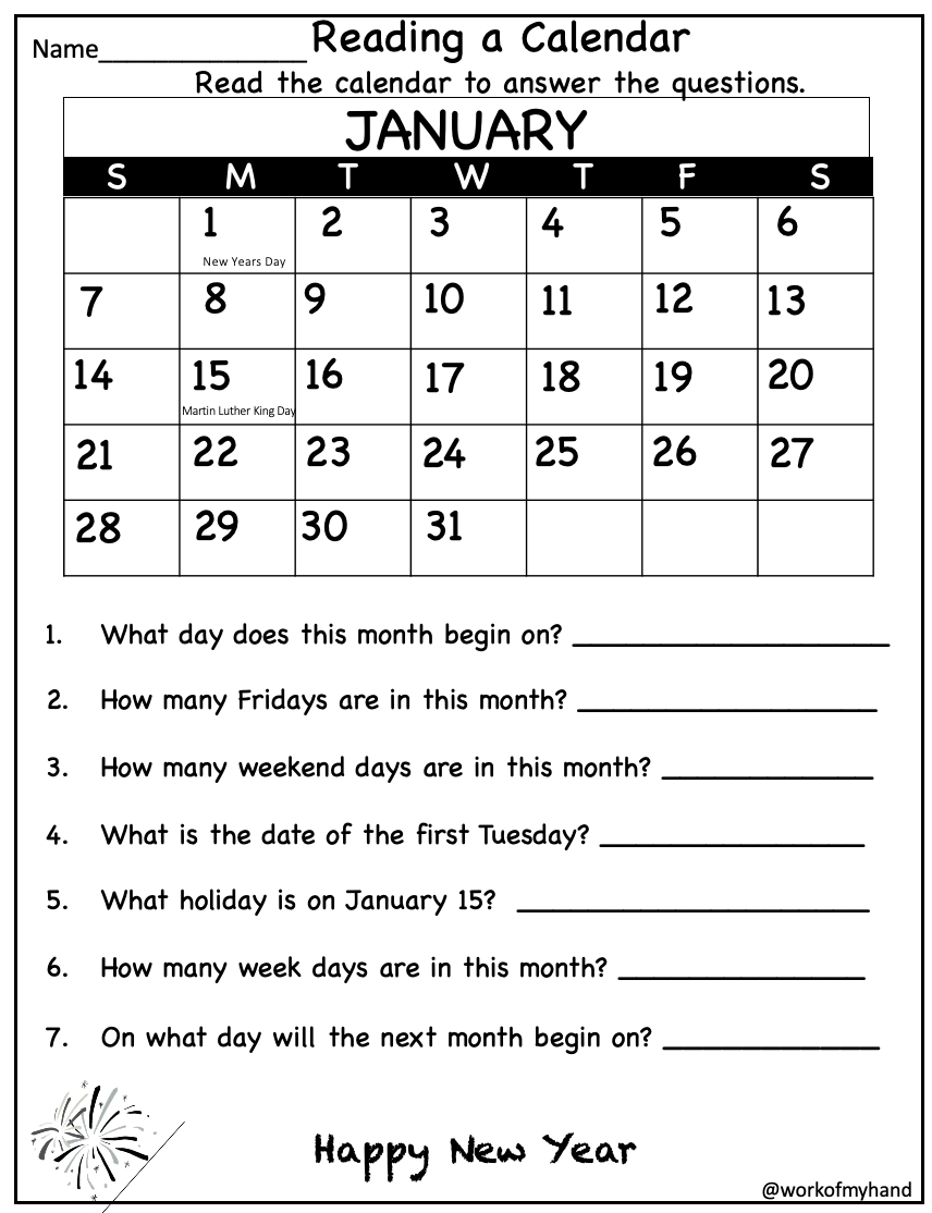 Calendar Math Worksheets Primary Planet