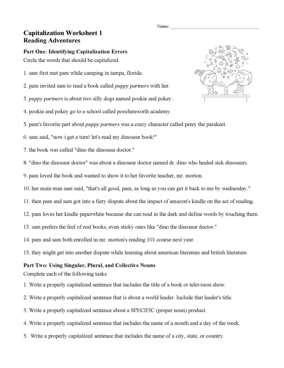 Capitalization Worksheet 1 Grammar Activity Capitalization Worksheet 1 Grammar Activity