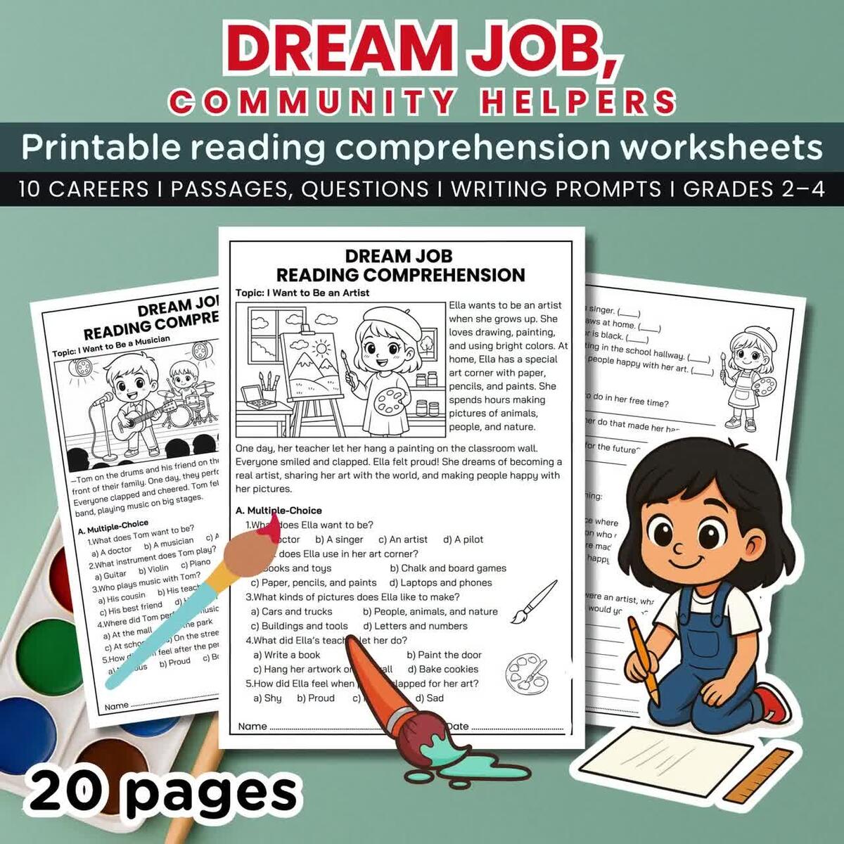 Career Exploration Worksheets Grades 2 4 Reading Comprehension PDF Download Etsy Israel Career Exploration Worksheets Grades 2 4 Reading Comprehension PDF Download Etsy Israel