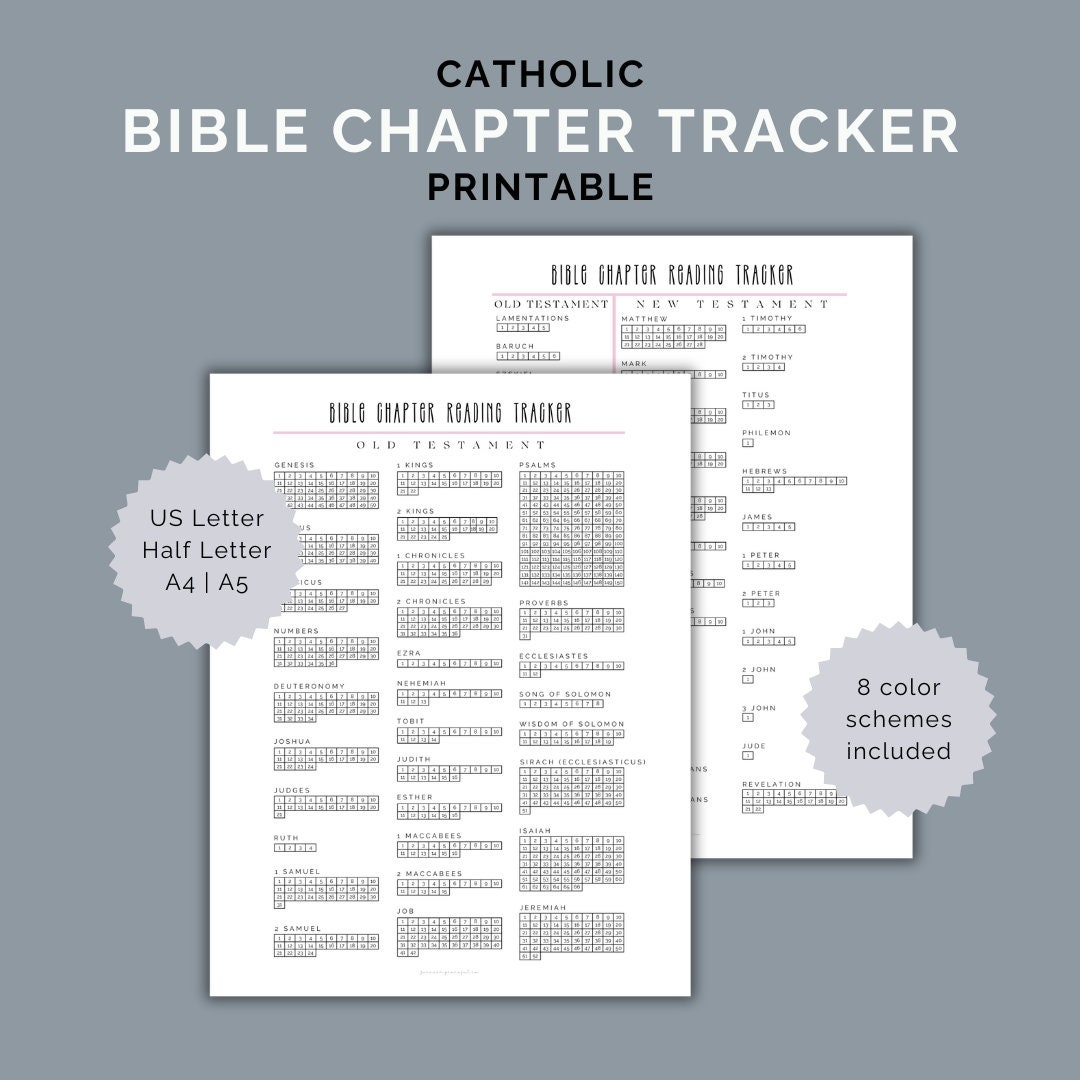 CATHOLIC Bible Chapter Tracker Printable Template Etsy