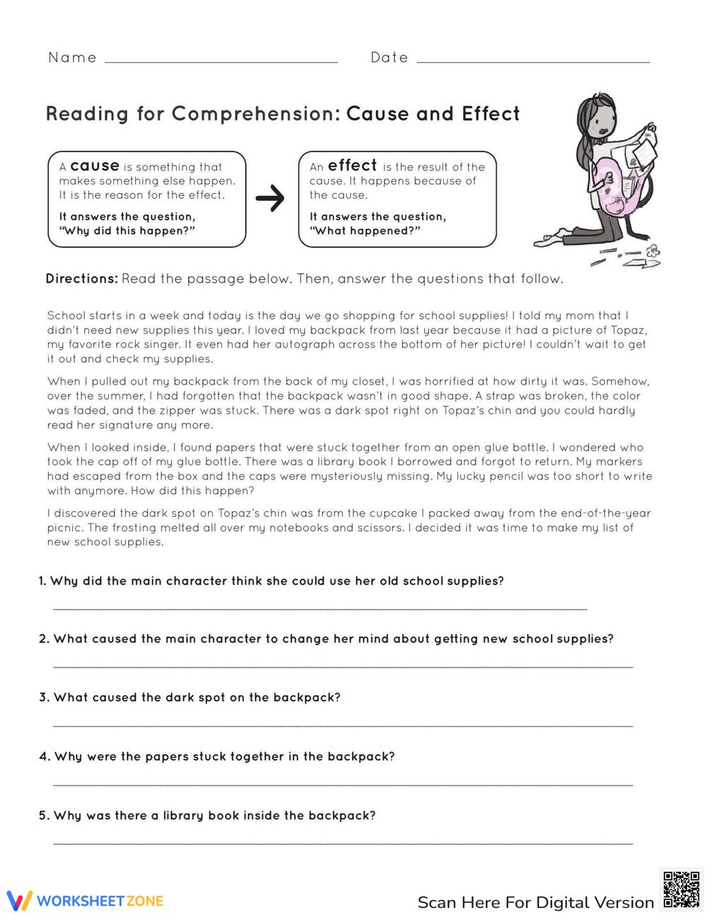 Reading Worksheets Cause And Effect Worksheets