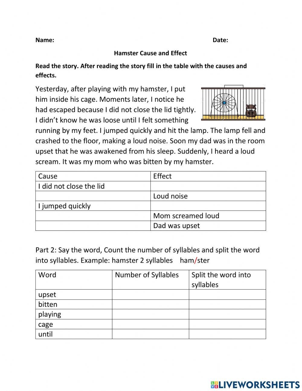 Cause Effect Reading Comprehension Worksheet Worksheets Library