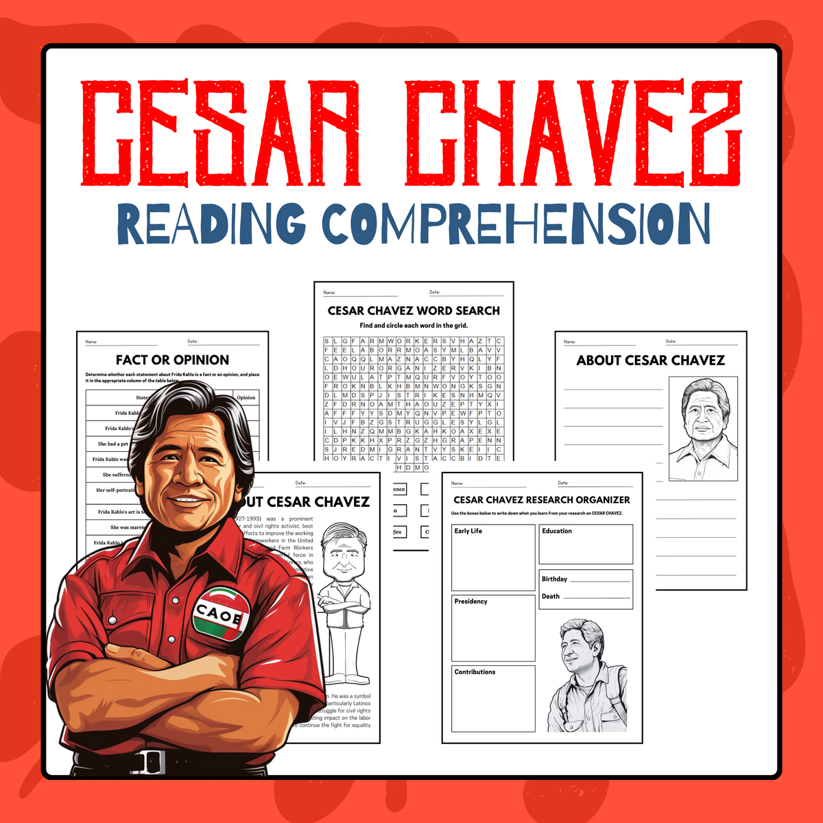 Cesar Chavez Reading Comprehension Pack Hispanic Heritage Month Activities Made By Teachers