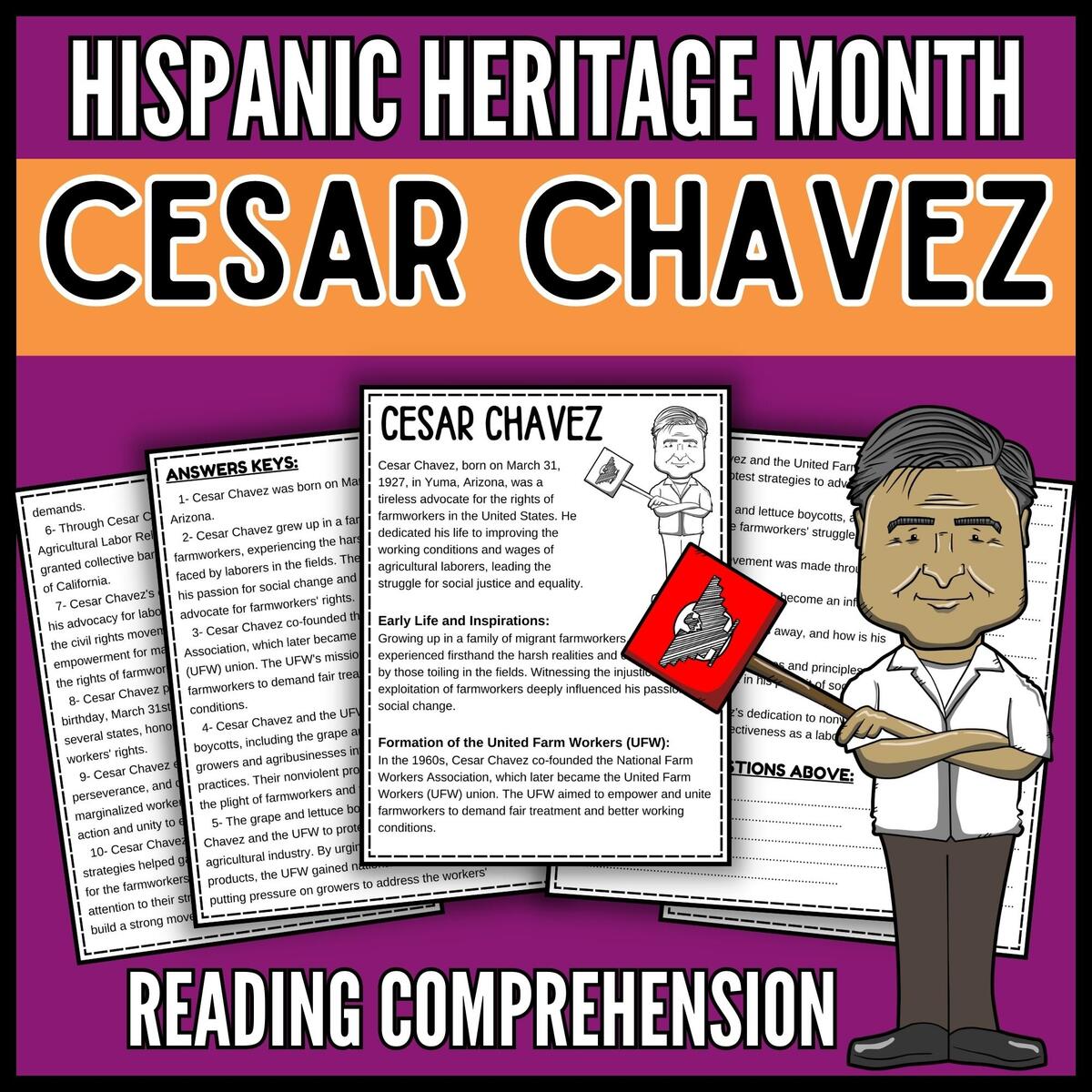 Cesar Chevez Reading Comprehension Passage And Questions Made By Teachers Cesar Chevez Reading Comprehension Passage And Questions Made By Teachers