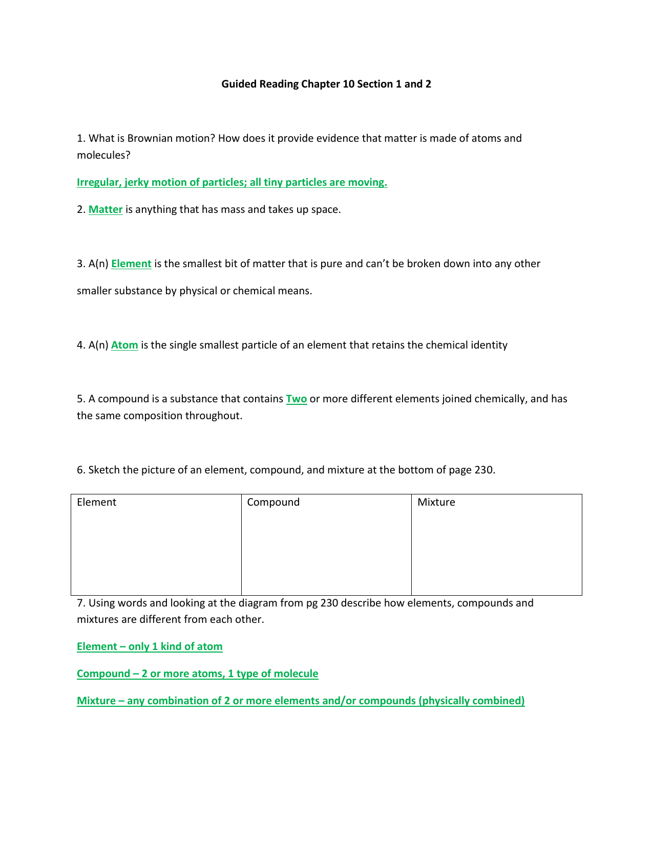 Chapter 10 Guided Reading Matter Temperature Chapter 10 Guided Reading Matter Temperature