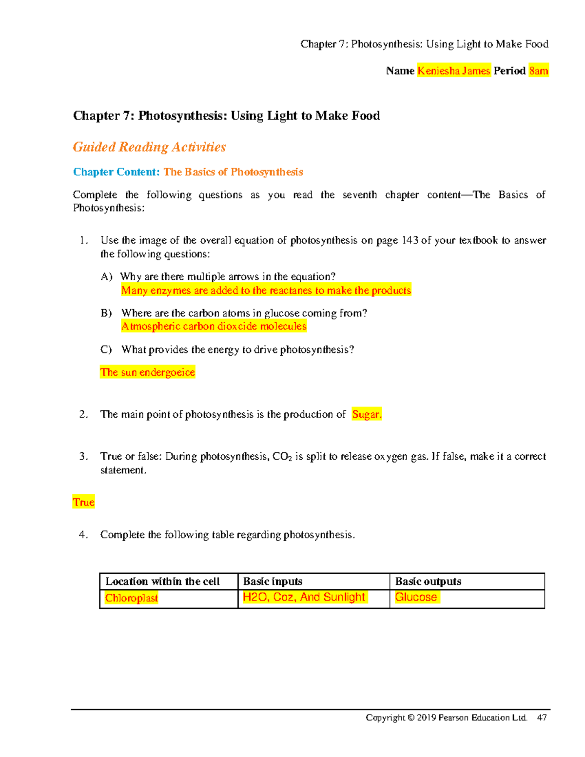 Chapter 7 Photosynthesis Guided Reading Activity Biol 101 Studocu