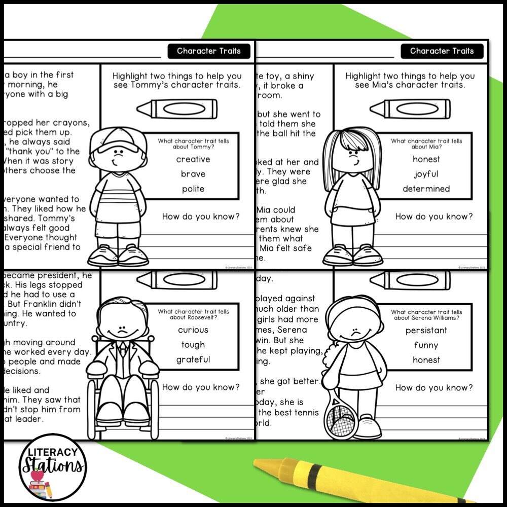 Character Traits Reading Passages Literacy Stations Worksheets Library Character Traits Reading Passages Literacy Stations Worksheets Library