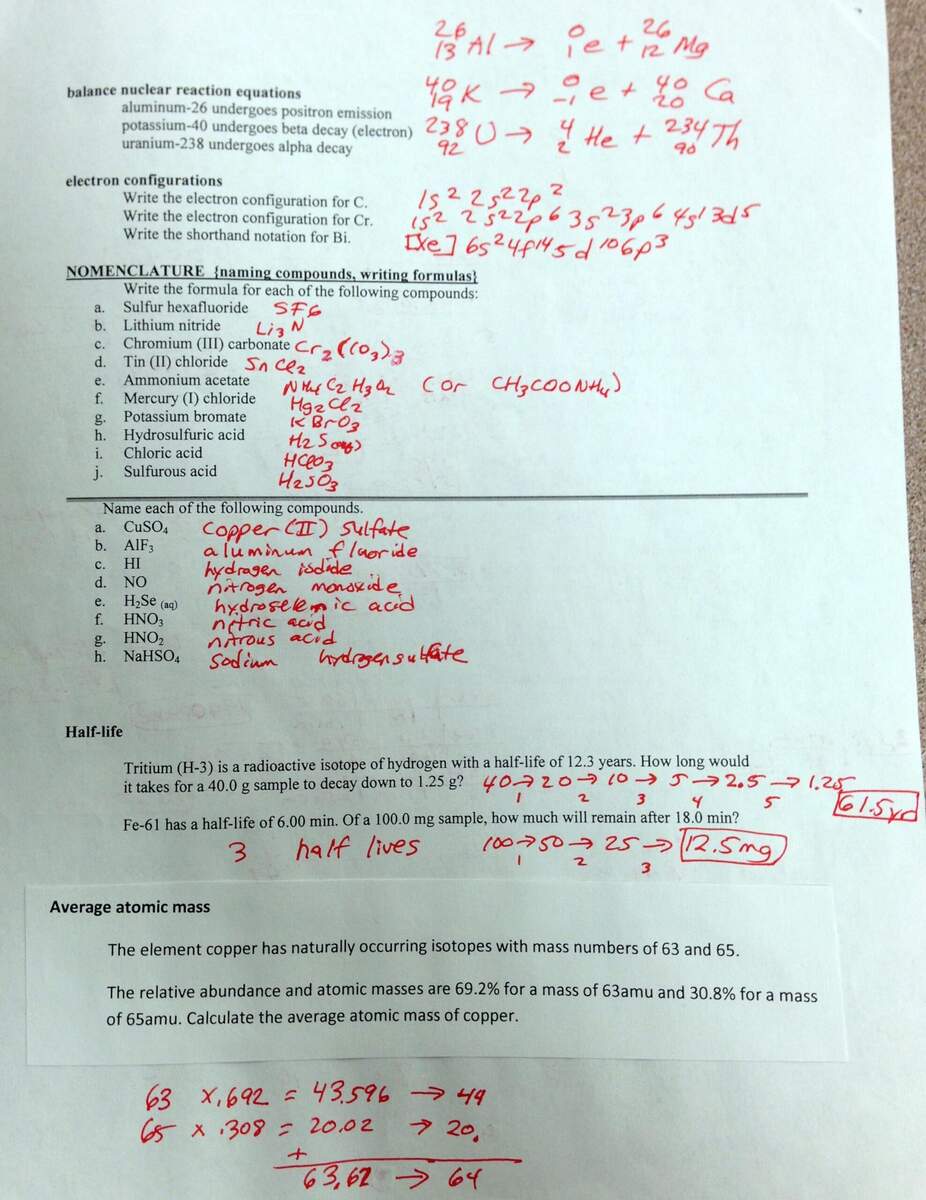 Chemistry I Honors