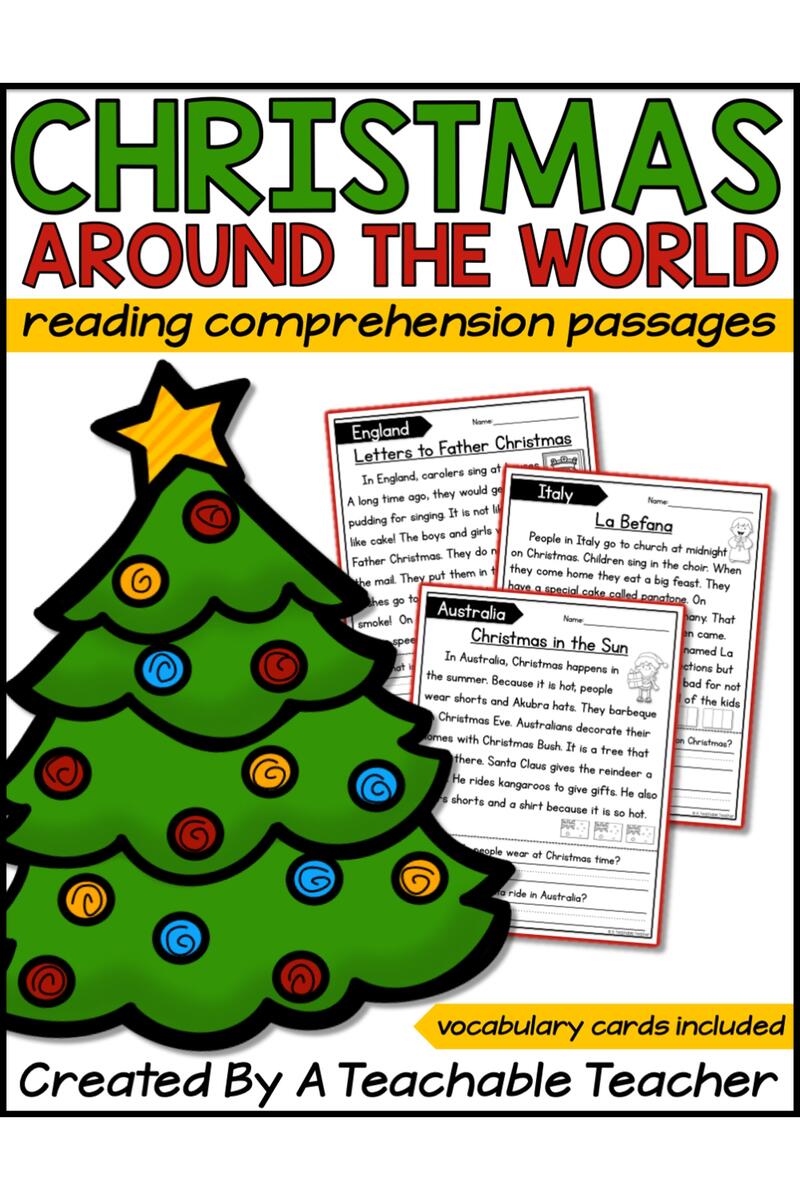 Christmas Holidays Around The World Reading Passages A Teachable Teacher Christmas Reading Worksheet Free Printable Digital PDF