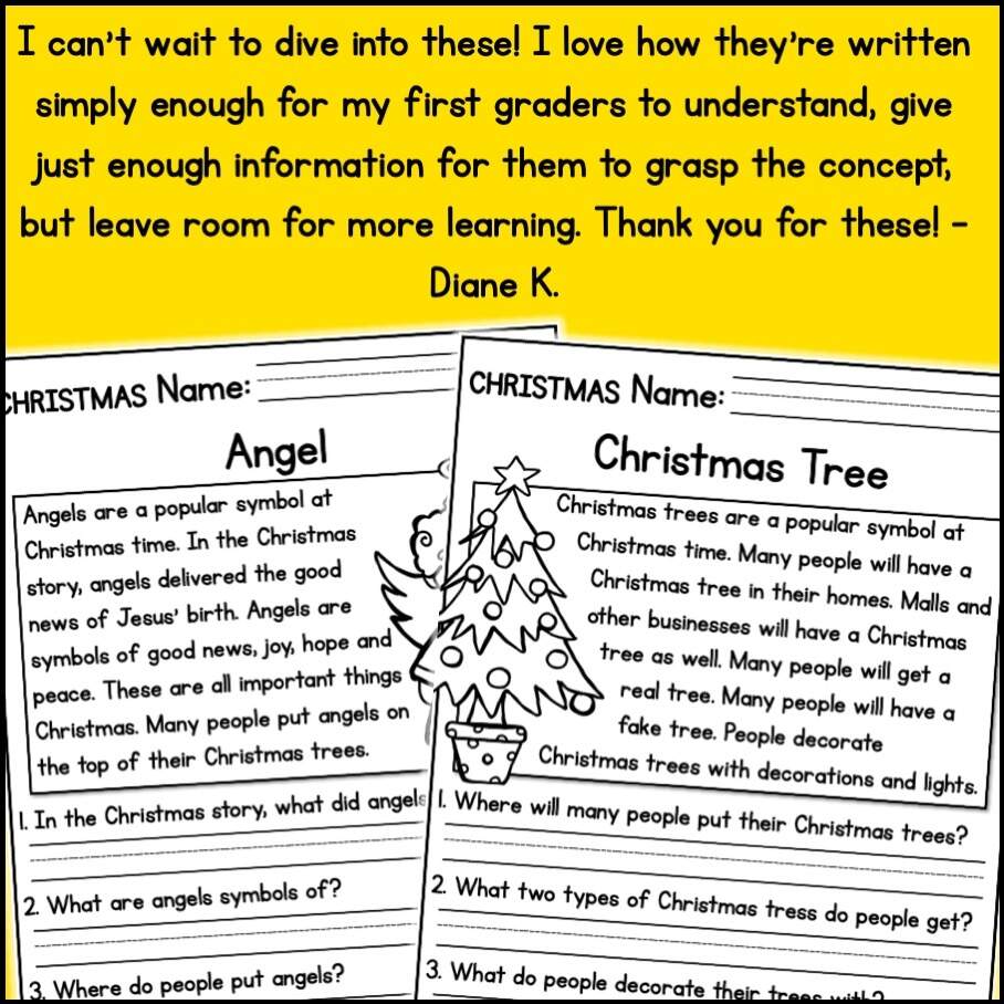Christmas Holidays Reading Comprehension Passages K 2 Classful