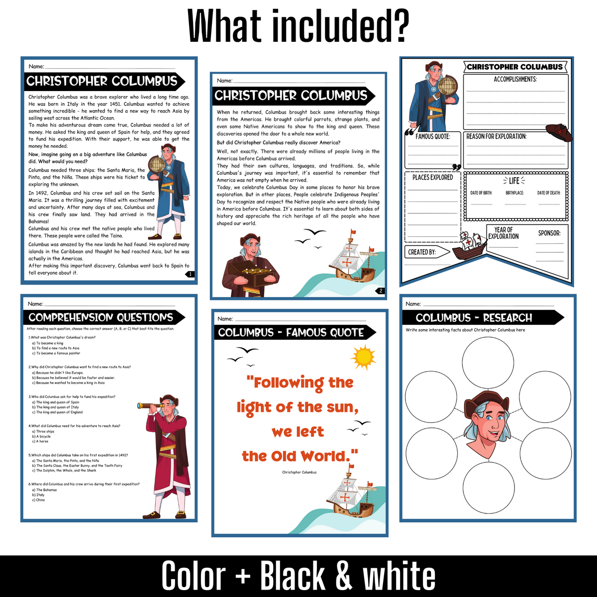 Christopher Columbus Reading Comprehension Worksheets Columbus Biography Project Made By Teachers Christopher Columbus Reading Comprehension Worksheets Columbus Biography Project Made By Teachers
