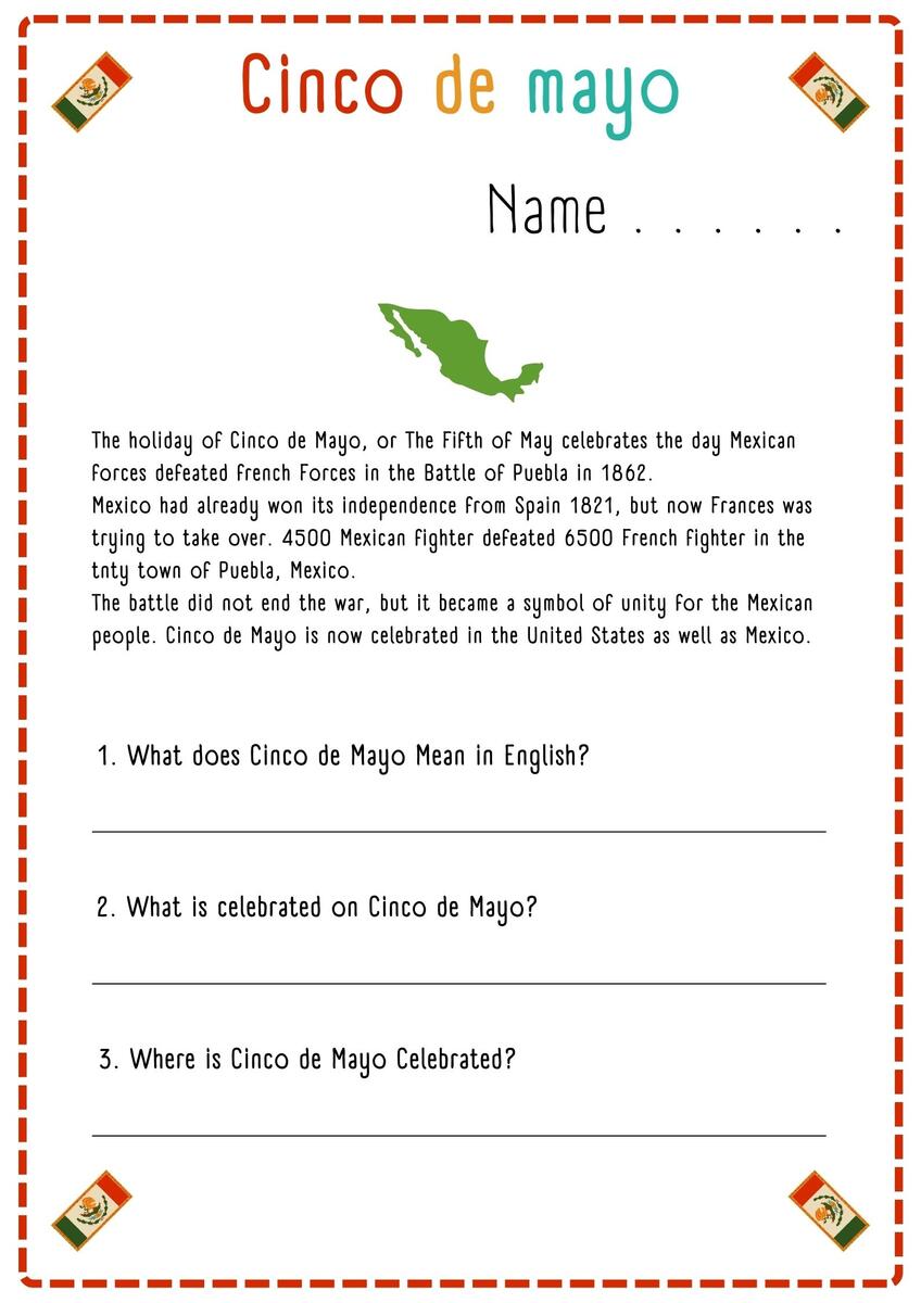 Cinco De Mayo Reading Comprehension Activity Made By Teachers Reading Comprehension Worksheets FREEBIE Cinco De Mayo Reading Comprehension Passage