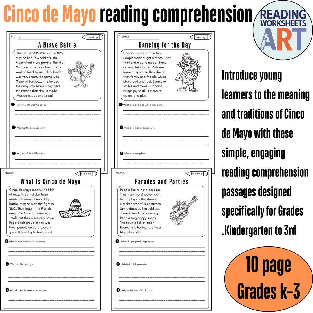 Cinco De Mayo Reading Comprehension Passages Kindergarten Printable Reading Activities For May Kids Etsy Cinco De Mayo Reading Comprehension Passages Kindergarten Printable Reading Activities For May Kids Etsy