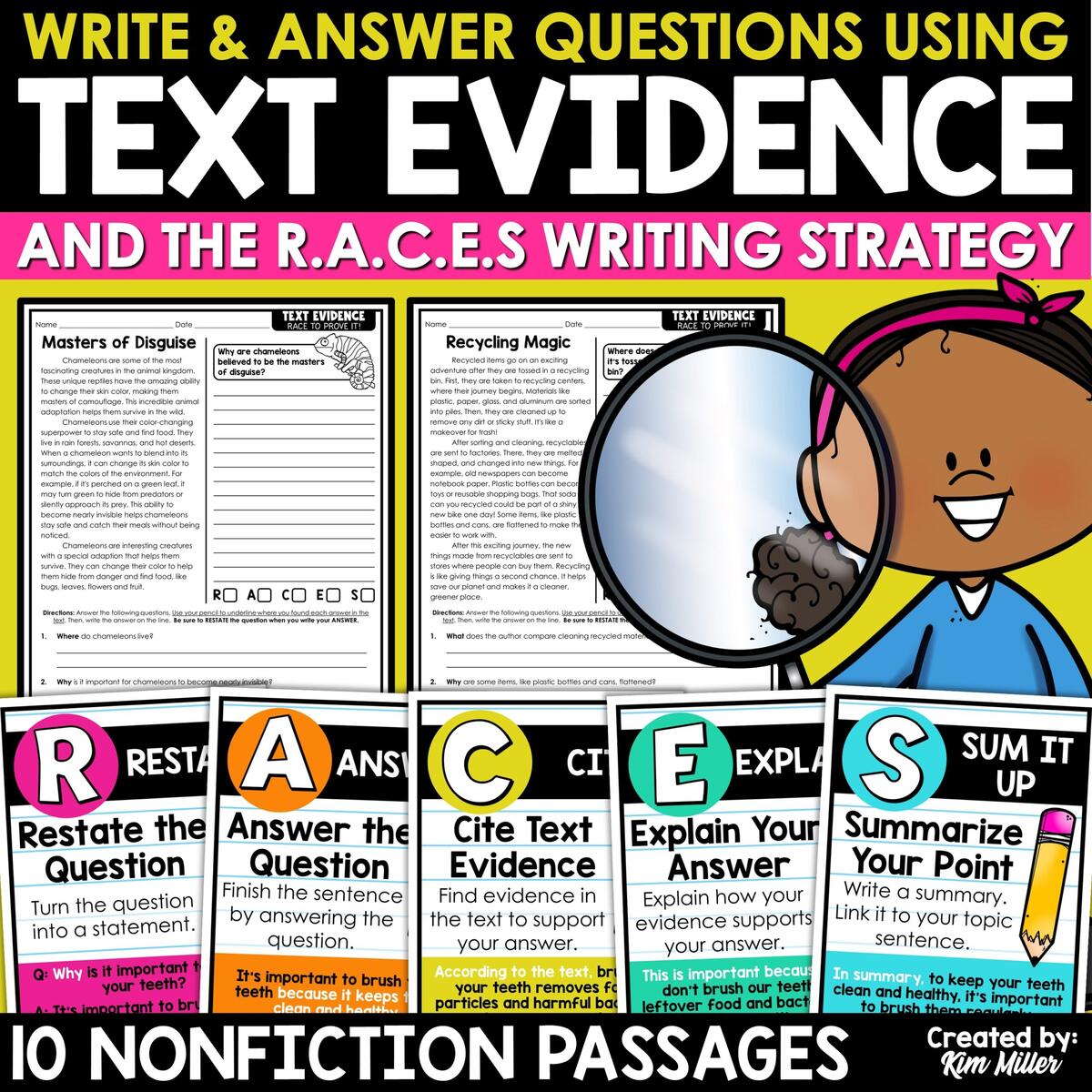 Citing Text Evidence Reading Passages Worksheets RACES Writing Strategy Prompts A Love Of Teaching Kim Miller Citing Text Evidence Reading Passages Worksheets RACES Writing Strategy Prompts A Love Of Teaching Kim Miller