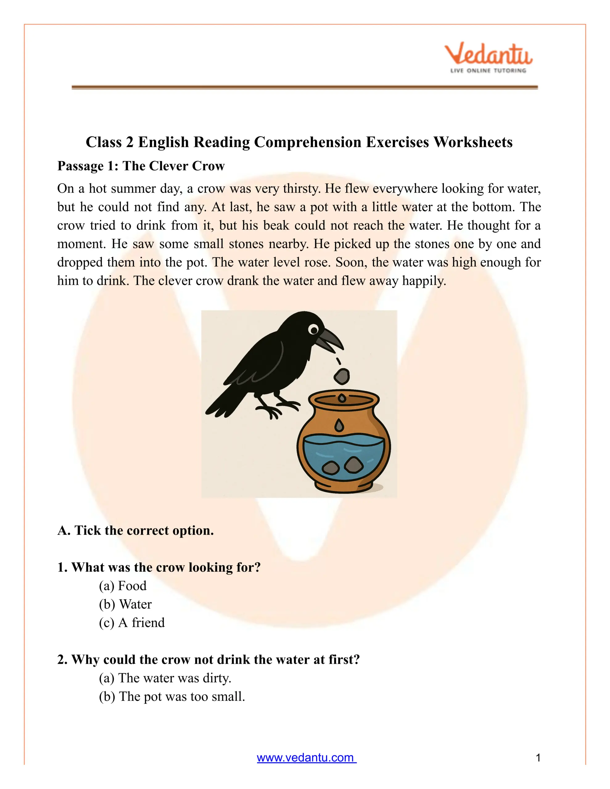 Class 2 Reading Comprehension Exercises PDF Free Worksheets