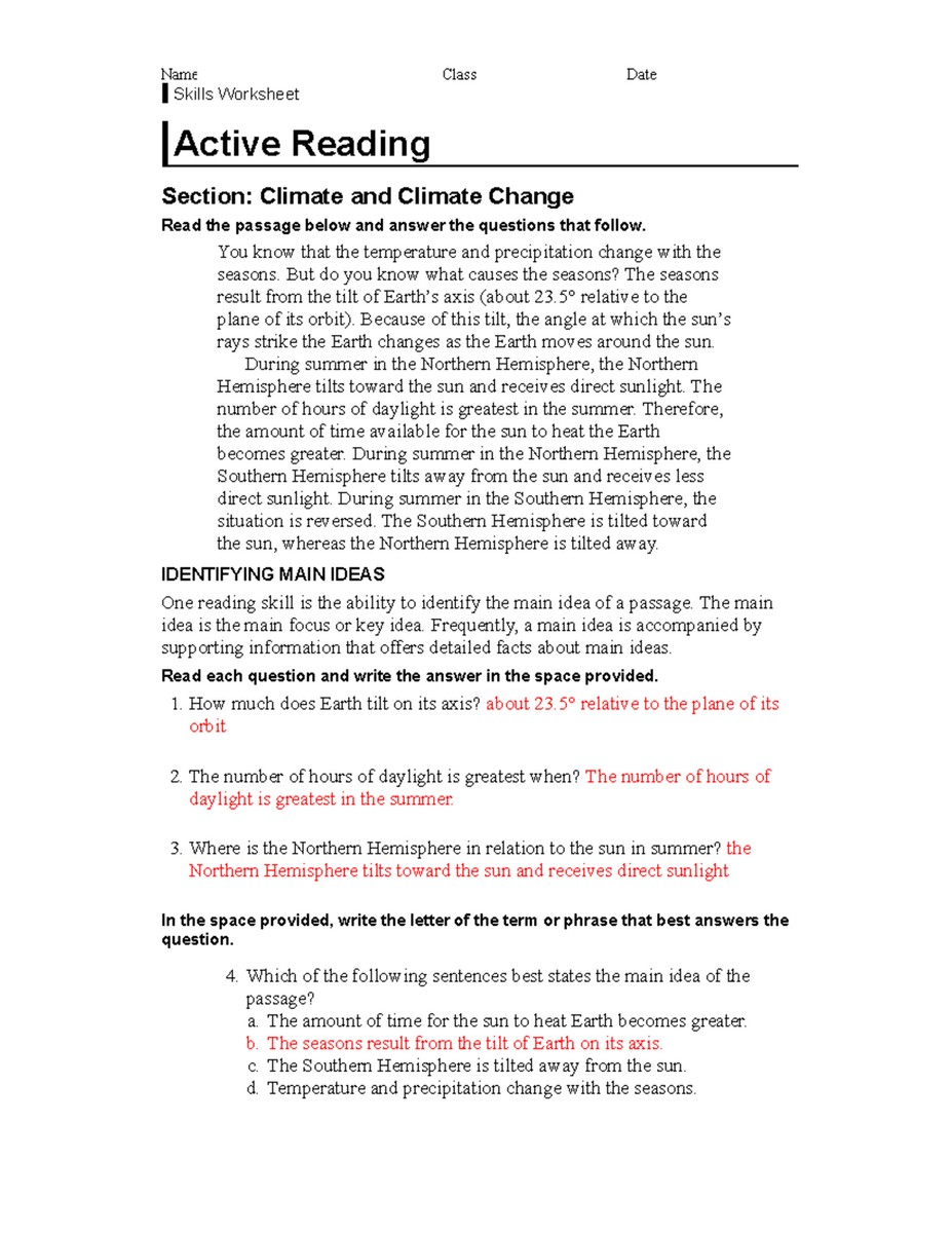 Climate Change Worksheet Understanding Seasons And Sunlight Studocu Climate Change Worksheet Understanding Seasons And Sunlight Studocu
