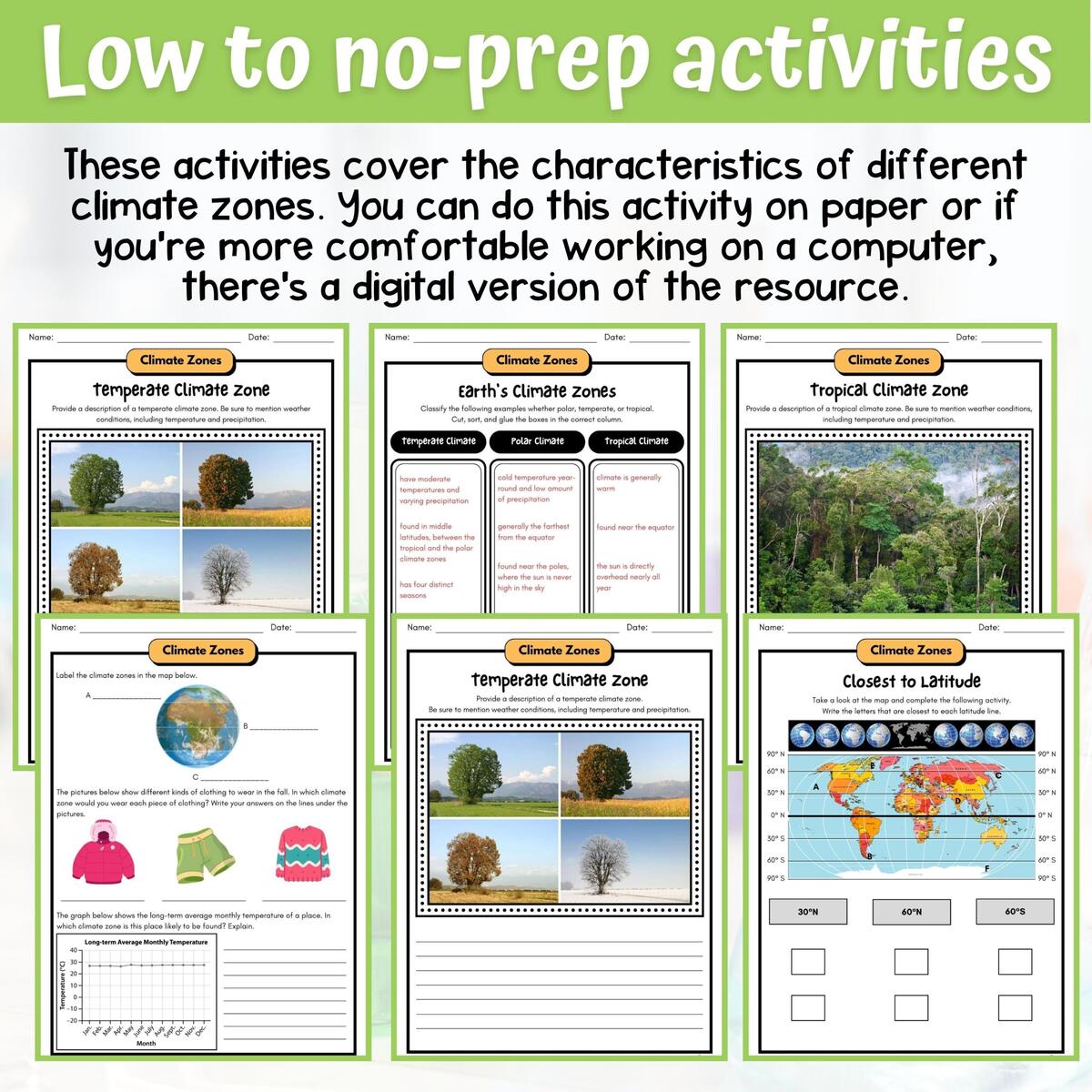 Weather And Climate Activity Answer Key 5th Grade Earth Science Classful