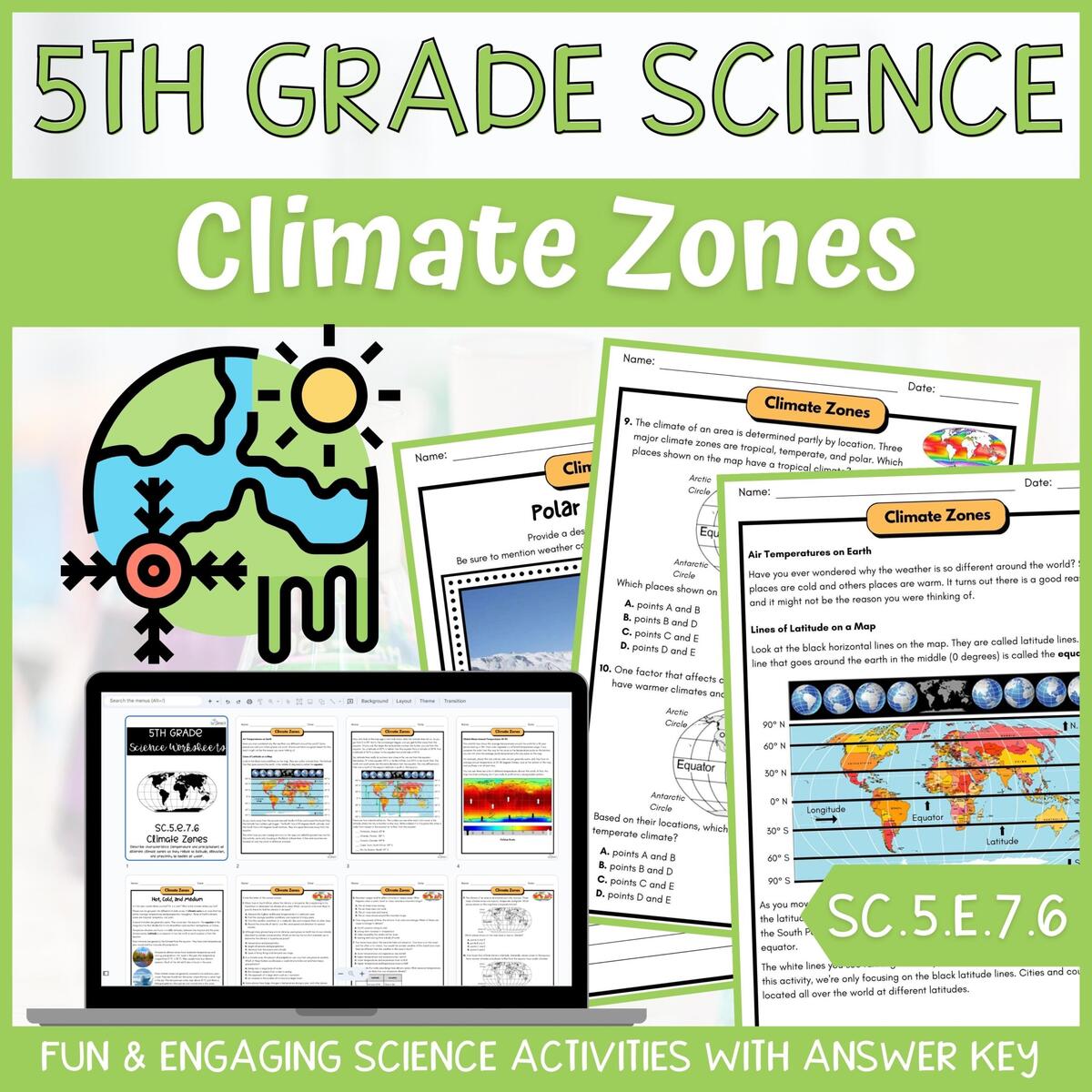 Climate Zones Activity Answer Key 5th Grade Earth Science Classful