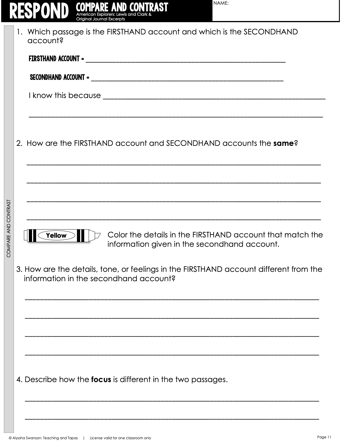 Compare And Contrast Characters Worksheet Have Fun Teaching