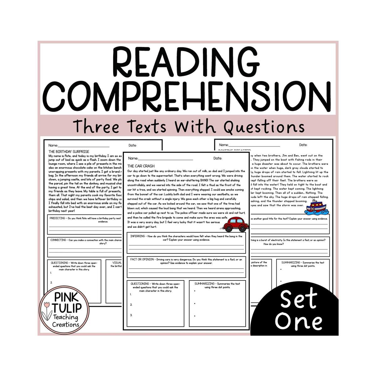 Comprehension Worksheets Reading Strategies Set 1 Etsy