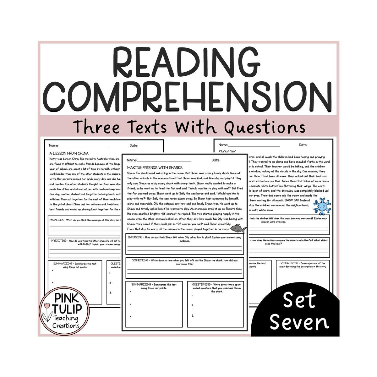 Comprehension Worksheets Reading Strategies Set 7 Etsy Comprehension Worksheets Reading Strategies Set 7 Etsy