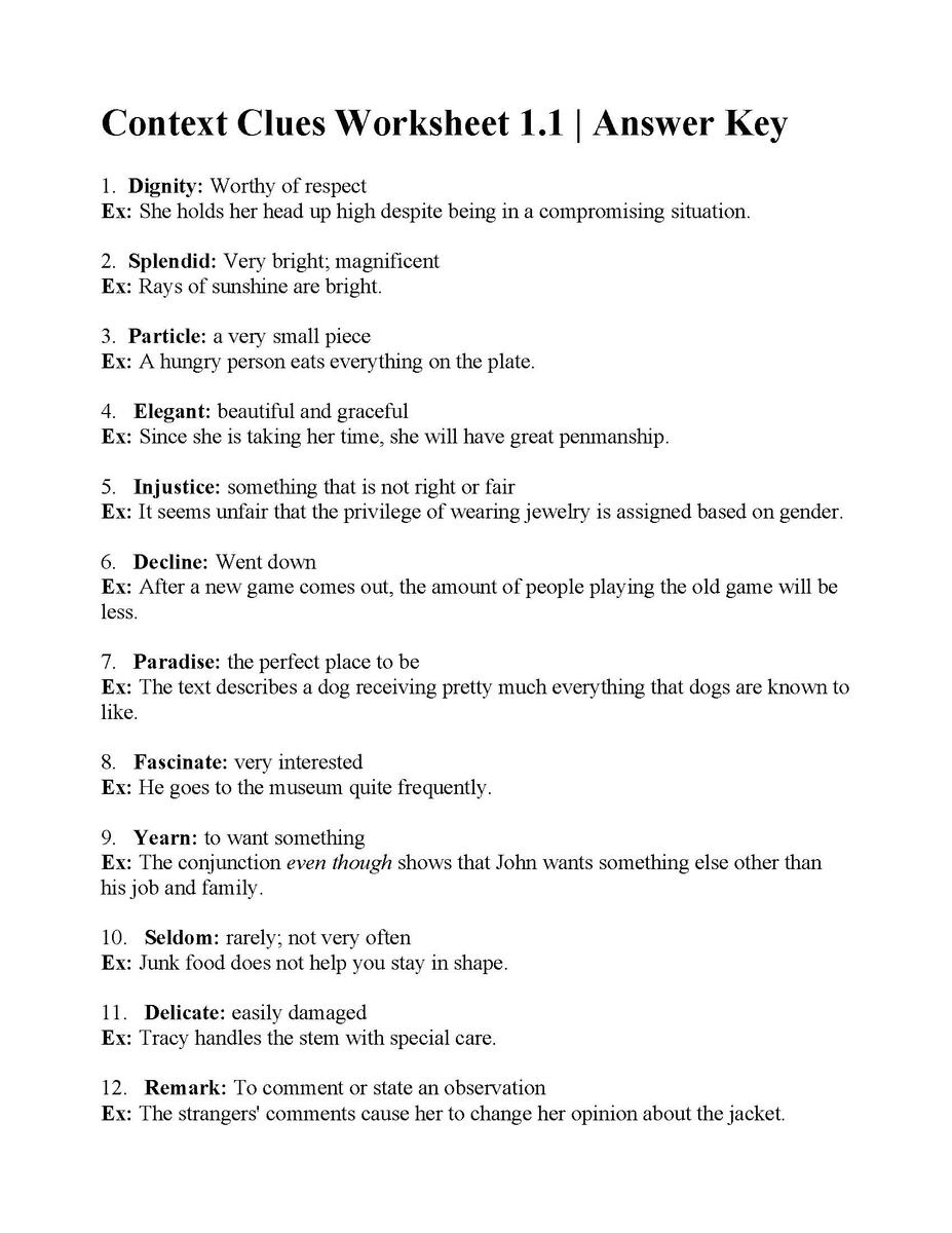 Context Clues Worksheet 1 1 Reading Activity Context Clues Worksheets Worksheets Library