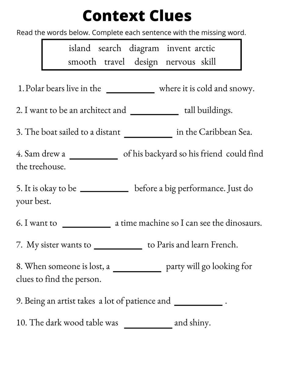 Context Clues Worksheets Worksheets Library Context Clues Worksheets Worksheets Library