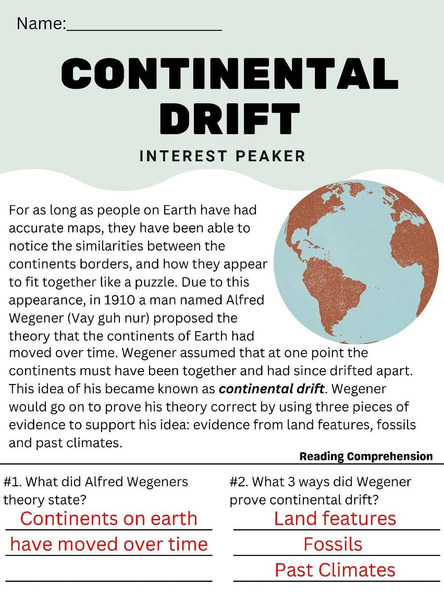 Continental Drift Interactive Worksheet By Stemper Fi TPT Continental Drift Interactive Worksheet By Stemper Fi TPT