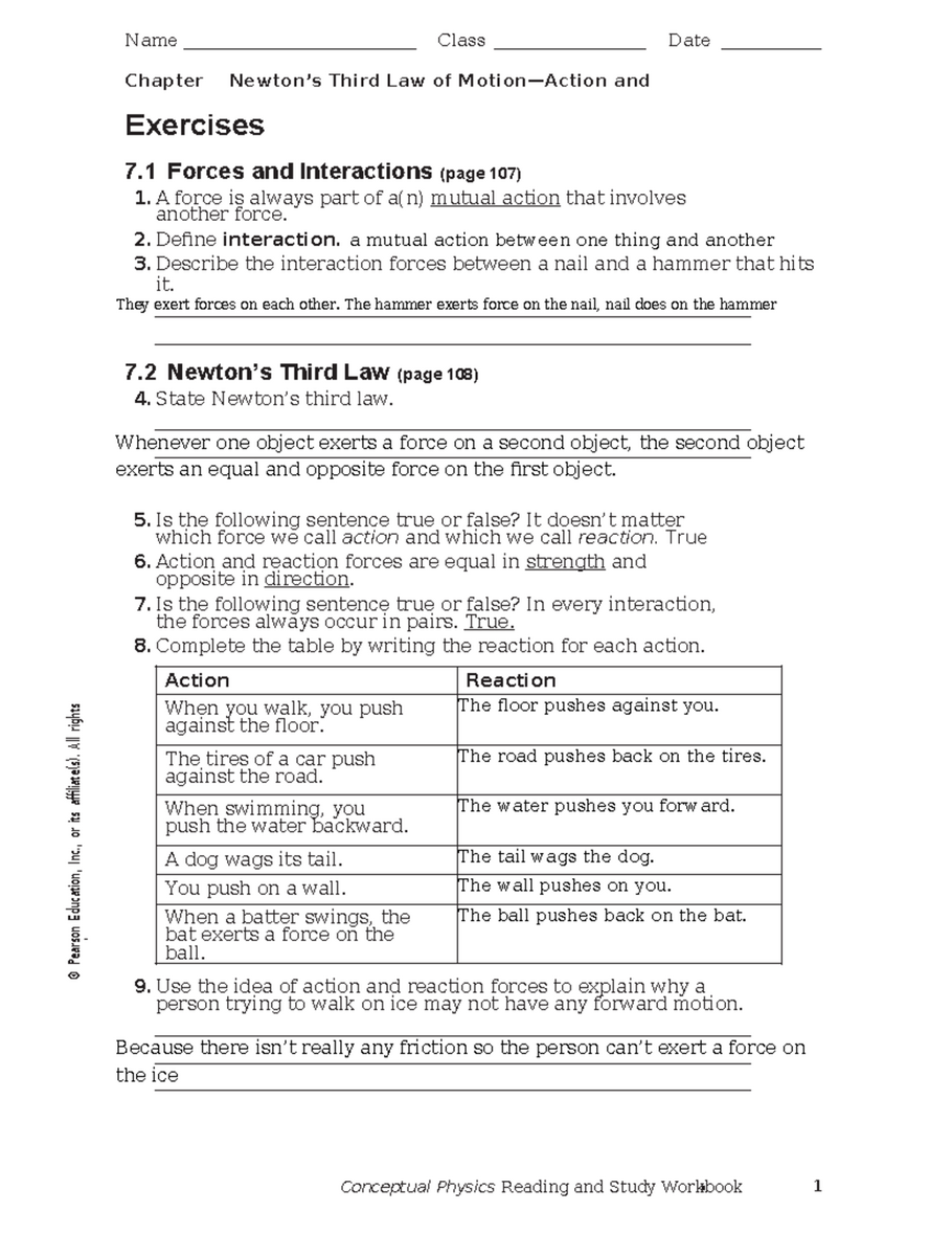 CPE0700 Chapter 7 Newton S Third Law Of Motion Study Guide Studocu