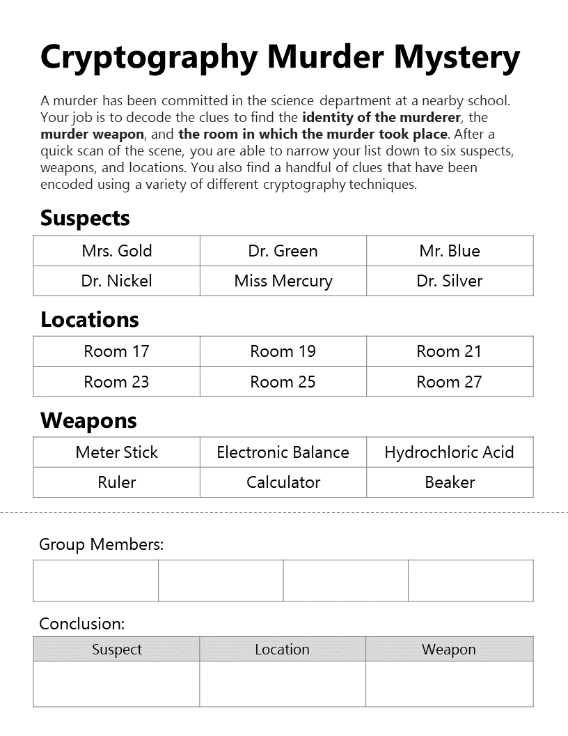 Cryptography Murder Mystery Cryptography Murder Mystery