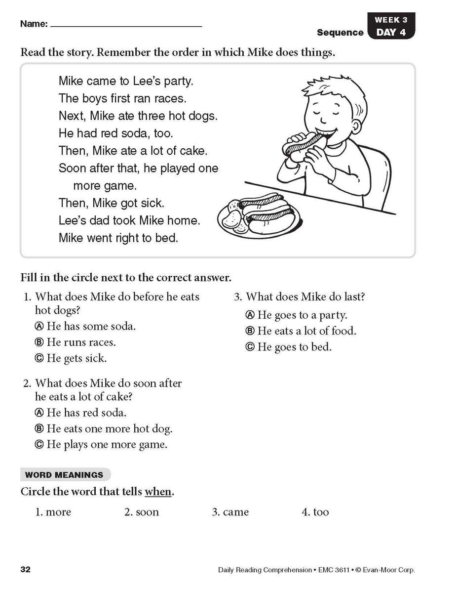 Daily Reading Comprehension 1 Evan Moor Worksheets Library Fourth Grade Reading Worksheets Improve Fluency Comprehension
