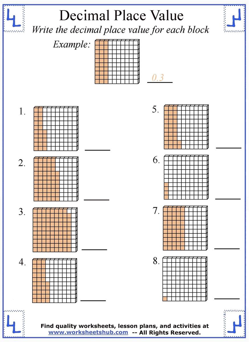 Decimal Place Value Worksheets