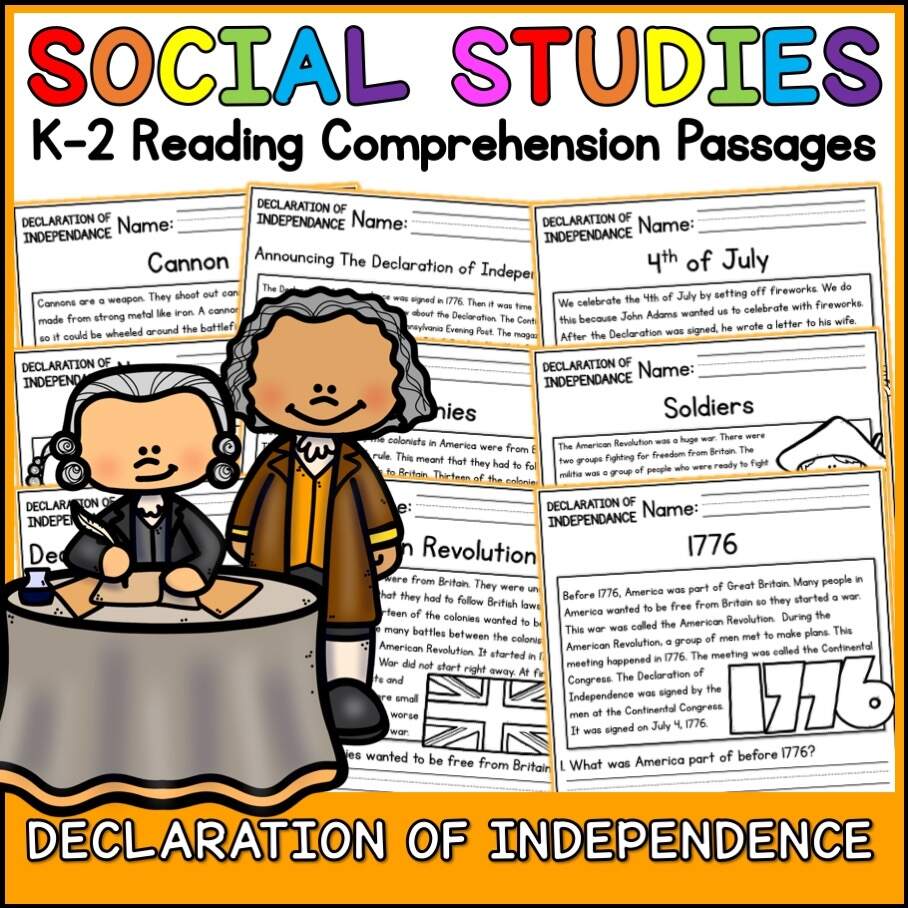 Declaration Of Independence Social Studies Reading Comprehension Passages Made By Teachers Declaration Of Independence Social Studies Reading Comprehension Passages Made By Teachers