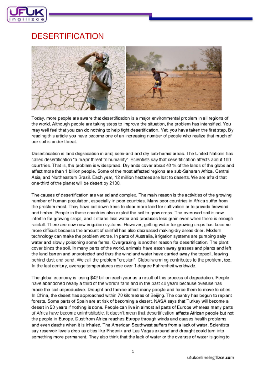 Desertification Insights Environmental Issues In Reading Comp 2 Studocu