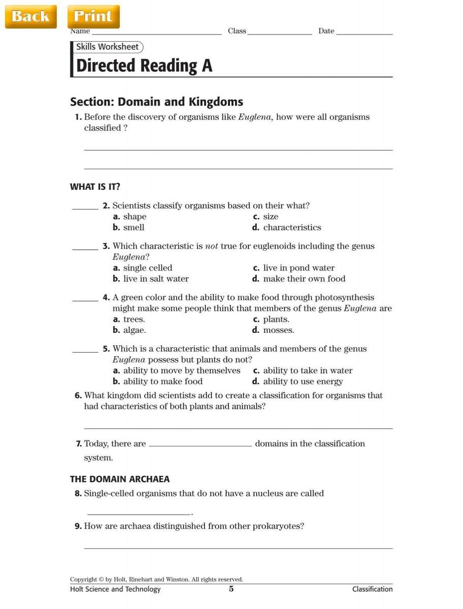 Directed Reading A