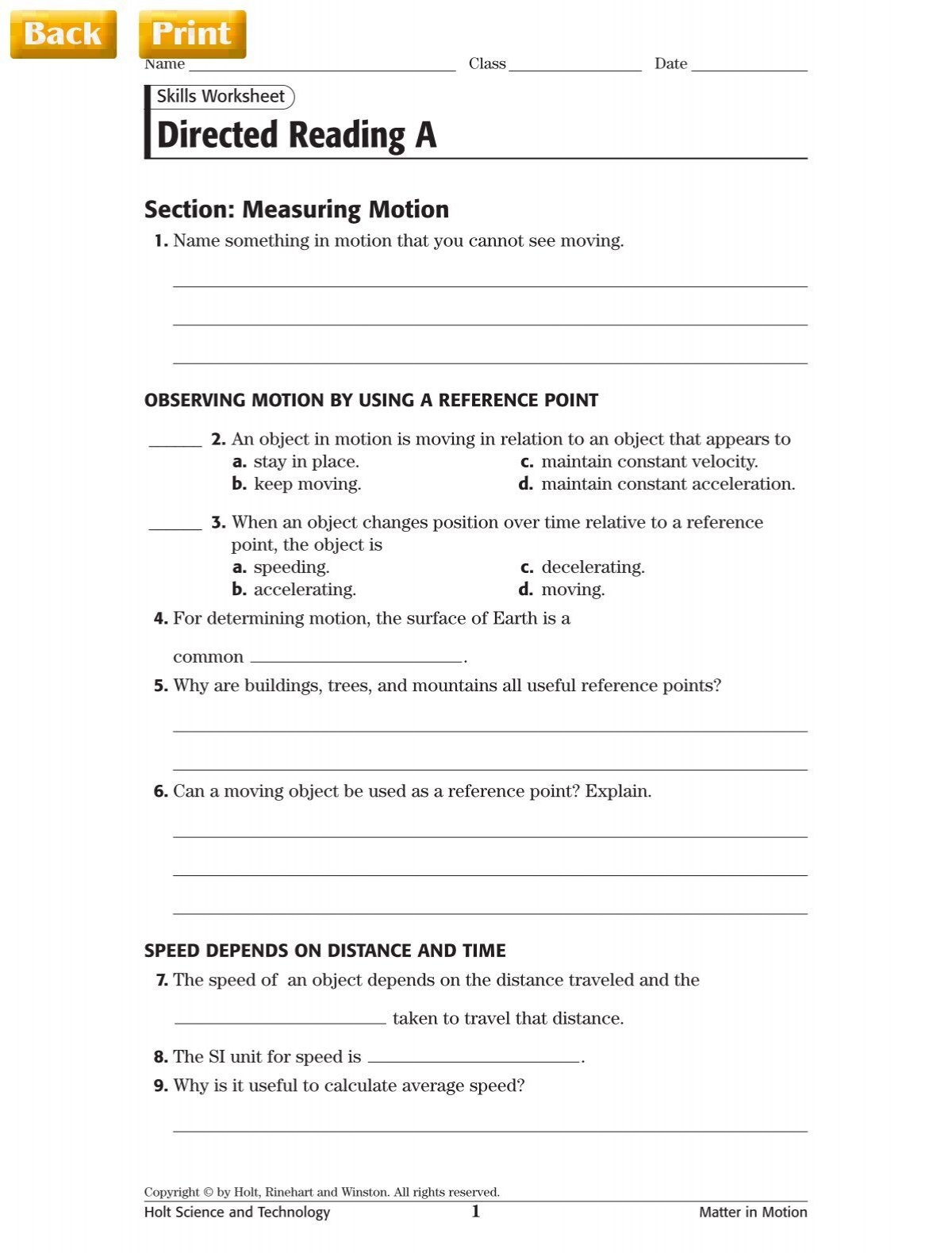Directed Reading A