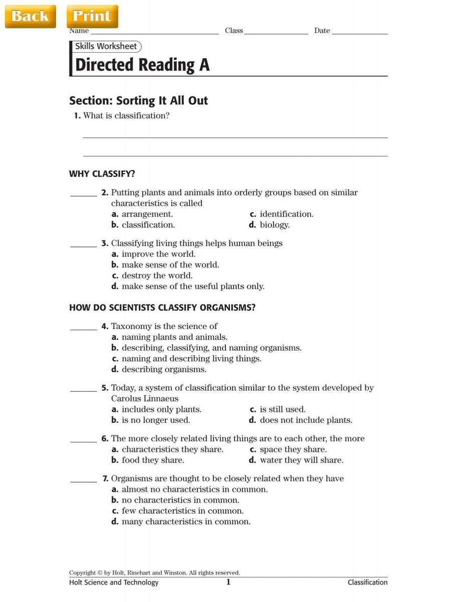 Directed Reading A Directed Reading A