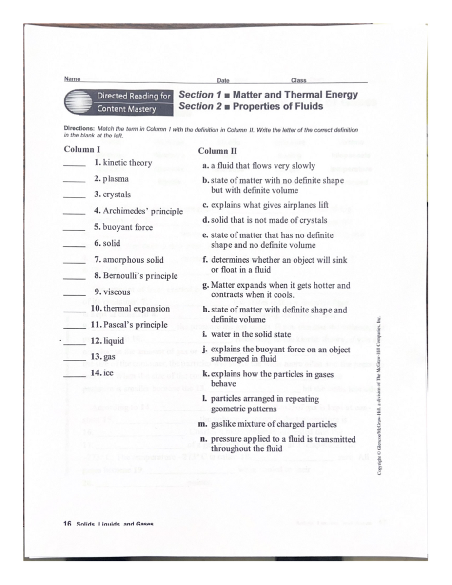 Directed Reading For Section 1 Matter Thermal Energy Concepts Studocu Directed Reading For Section 1 Matter Thermal Energy Concepts Studocu