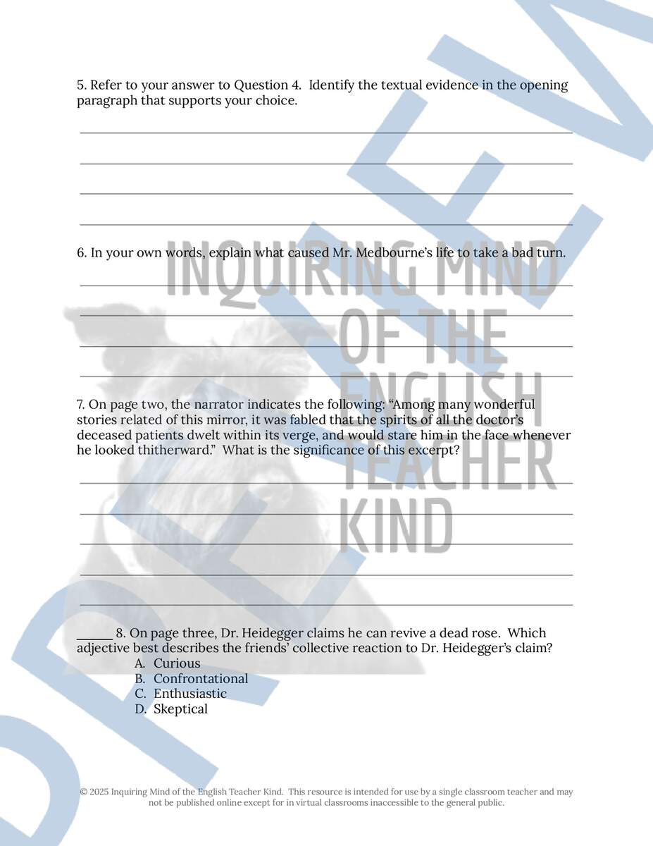 Dr Heidegger S Experiment By Nathaniel Hawthorne Close Reading Worksheet Made By Teachers Dr Heidegger S Experiment By Nathaniel Hawthorne Close Reading Worksheet Made By Teachers