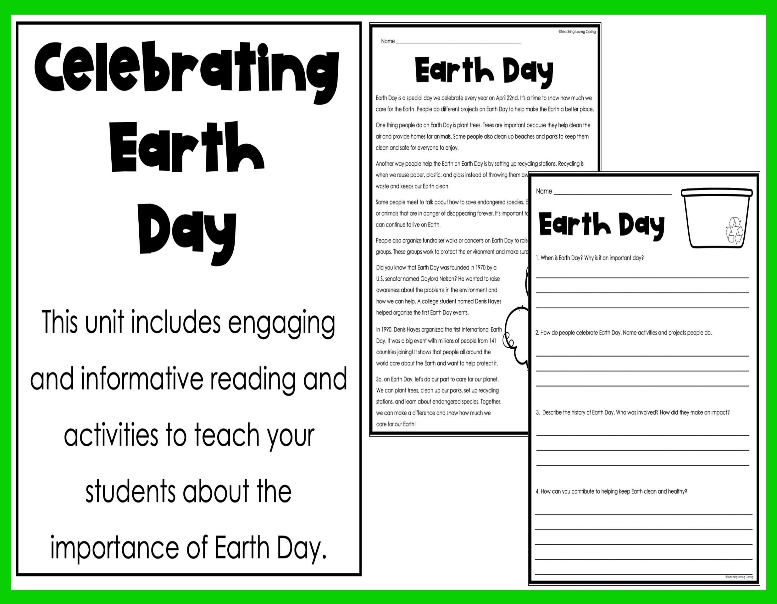 Earth Day Reading Comprehension Activities Etsy Earth Day Reading Comprehension Activities Etsy