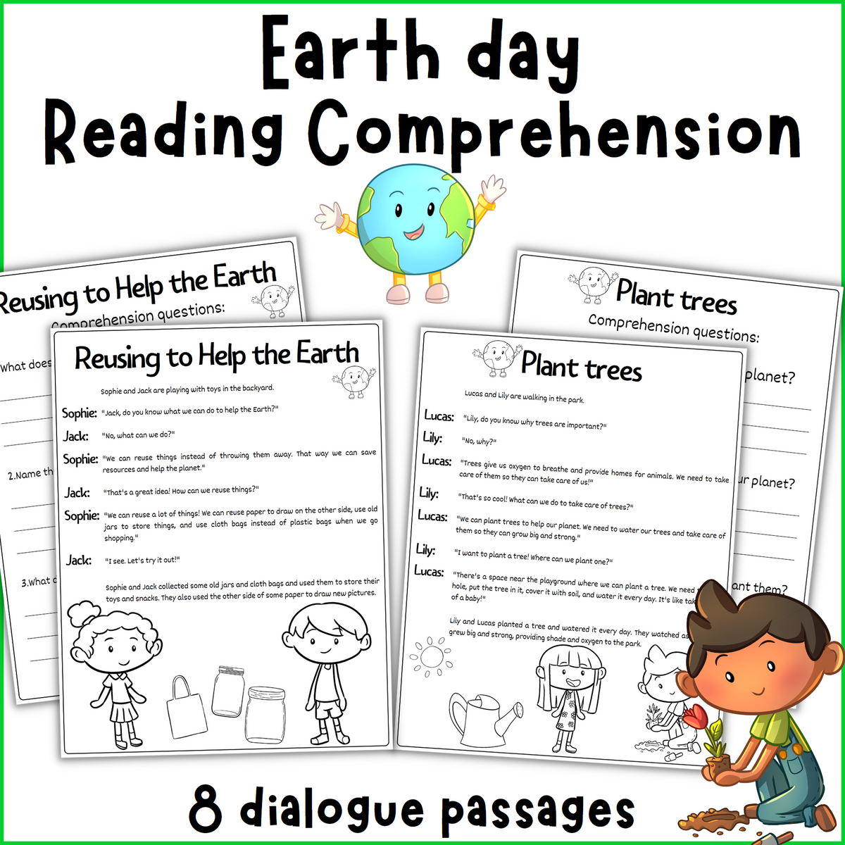 Earth Day Reading Comprehension Dialogue Passages Made By Teachers Earth Day Reading Comprehension Dialogue Passages Made By Teachers