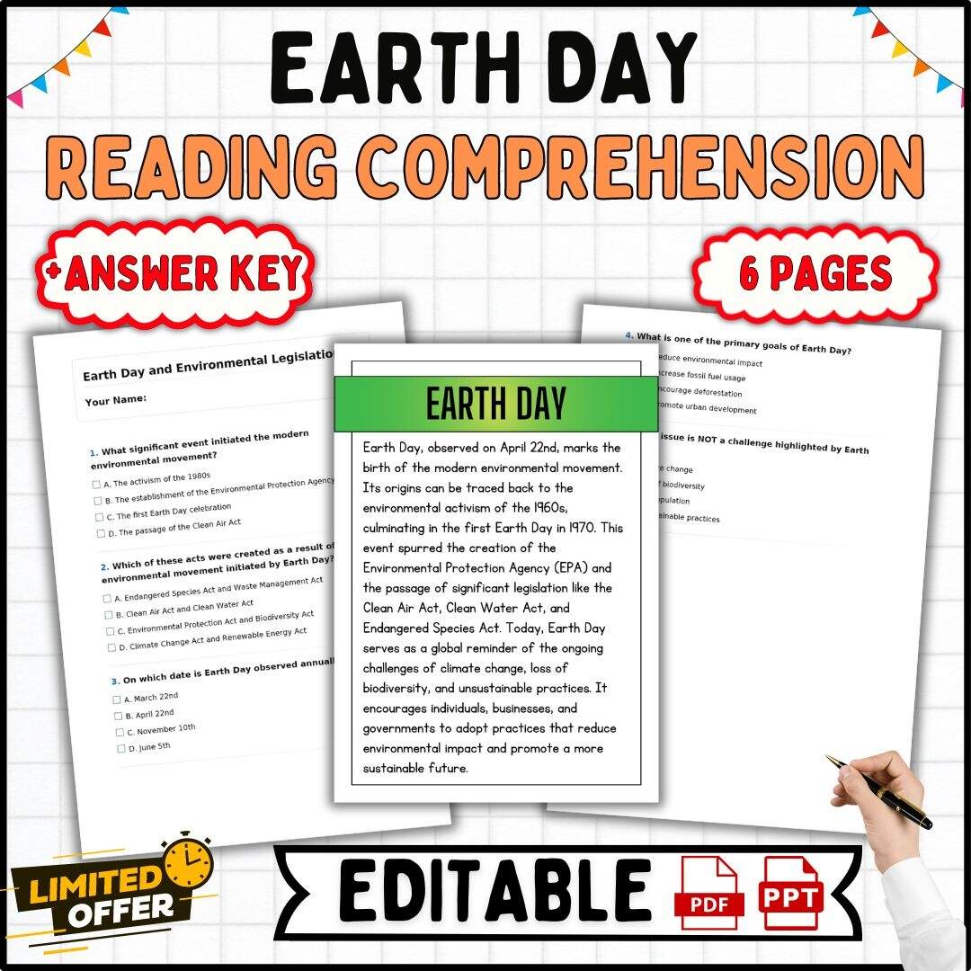 Earth Day Reading Comprehension Passages 9th 12th Grade Environmental Science Made By Teachers Reading Comprehension Worksheets Online Or Printable